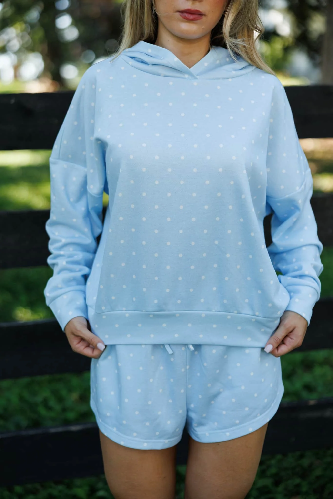 Baby Blue Polkadot Hoodie - Image 3