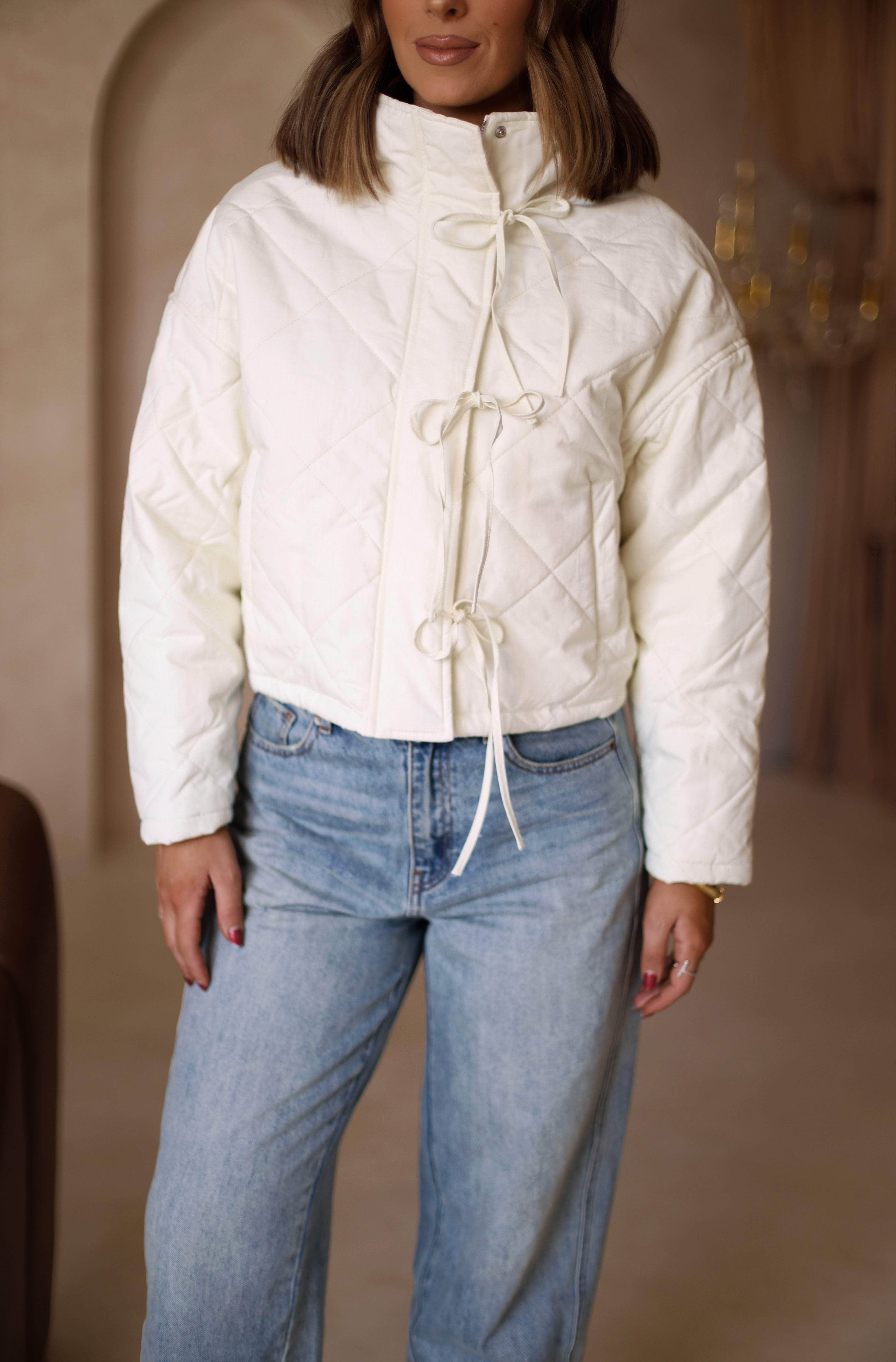 Bow Detail Padded Jacket - Image 2