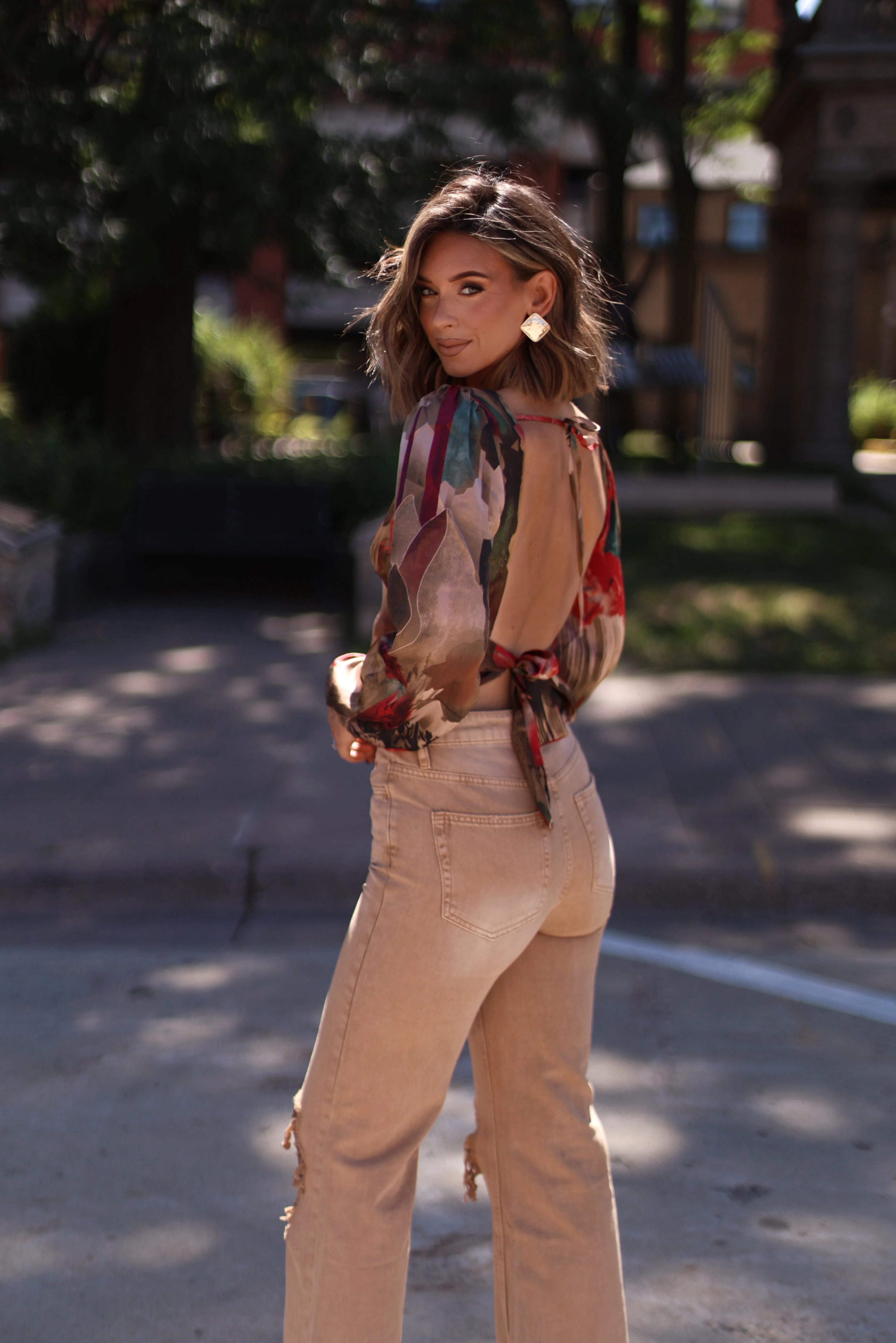 Brown Crop Flare Denim - Image 5