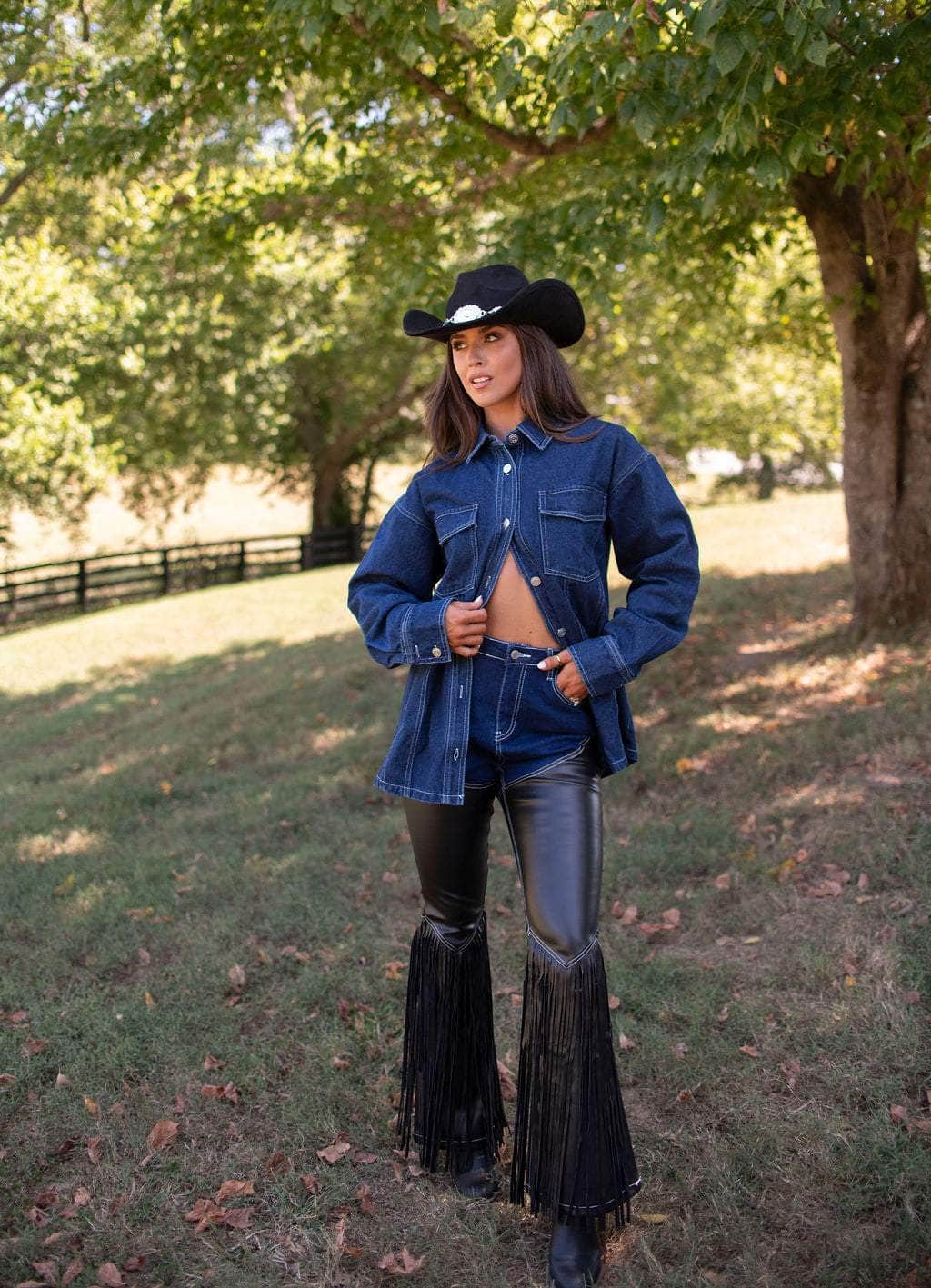 Cowgirl Club Fringed Chaps Pants - Image 4