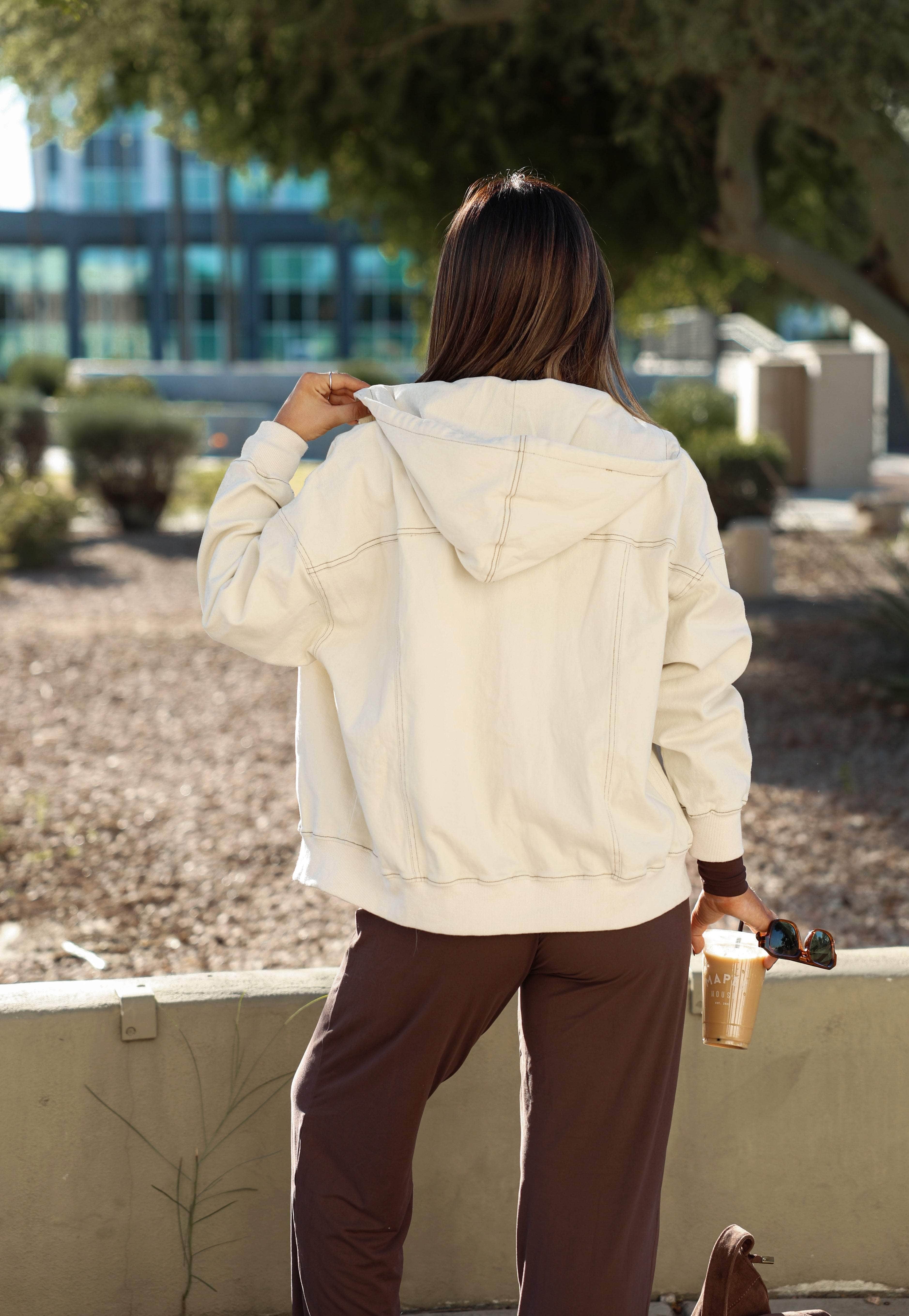 Cream Oversized Hoodie Jacket - Image 3