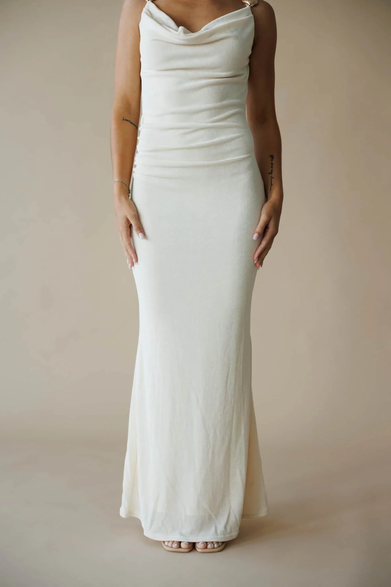 Cream Seashell Trim Maxi Dress - Image 5