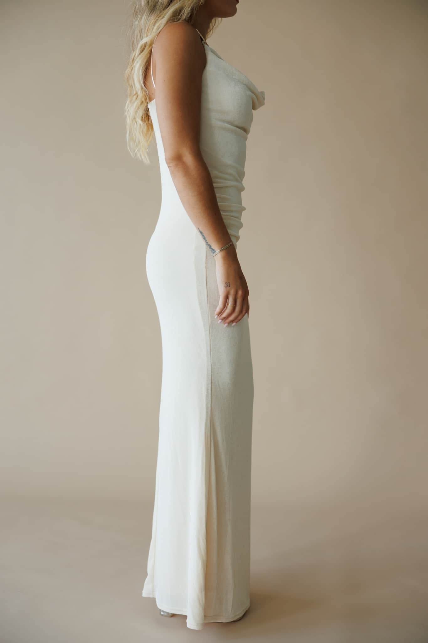 Cream Seashell Trim Maxi Dress - Image 6
