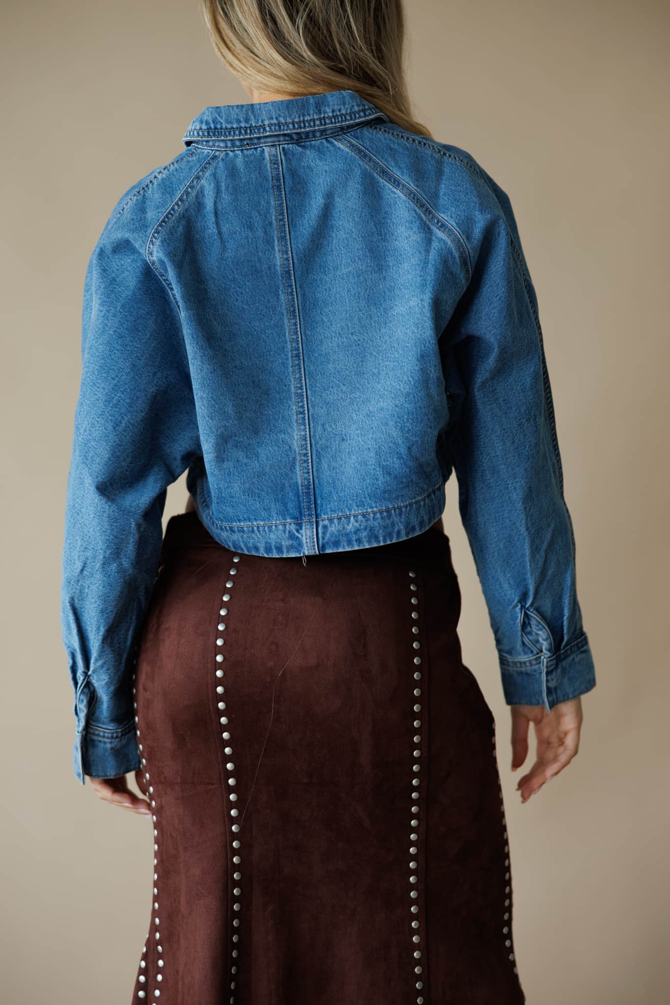 Dolman Sleeved Loose Denim Jacket - Image 3