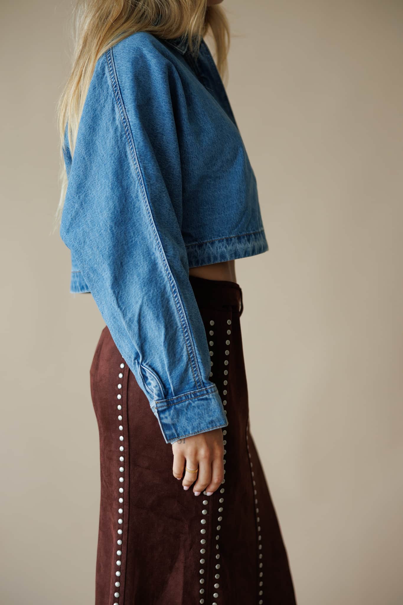 Dolman Sleeved Loose Denim Jacket - Image 4