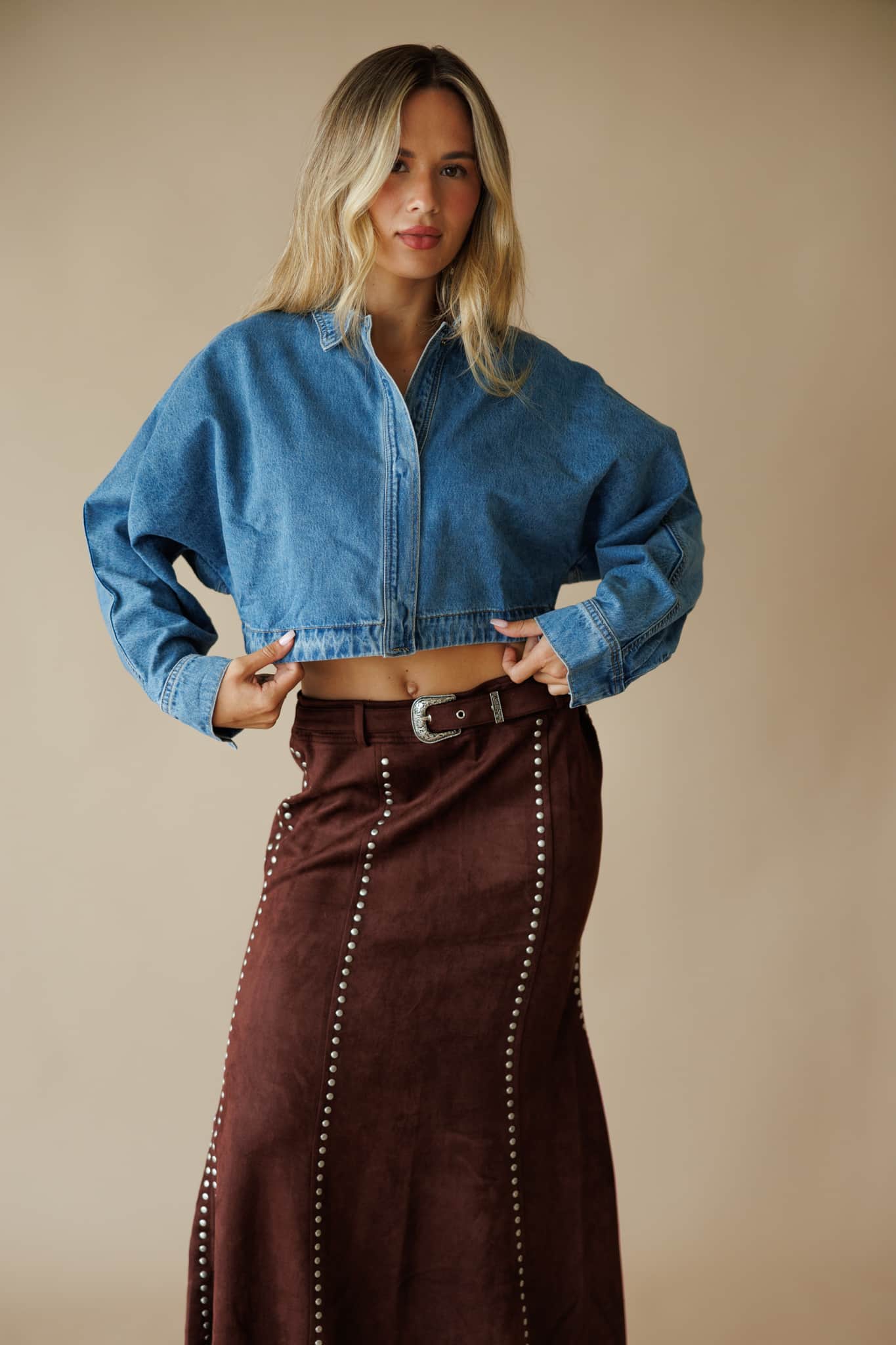Dolman Sleeved Loose Denim Jacket - Image 5