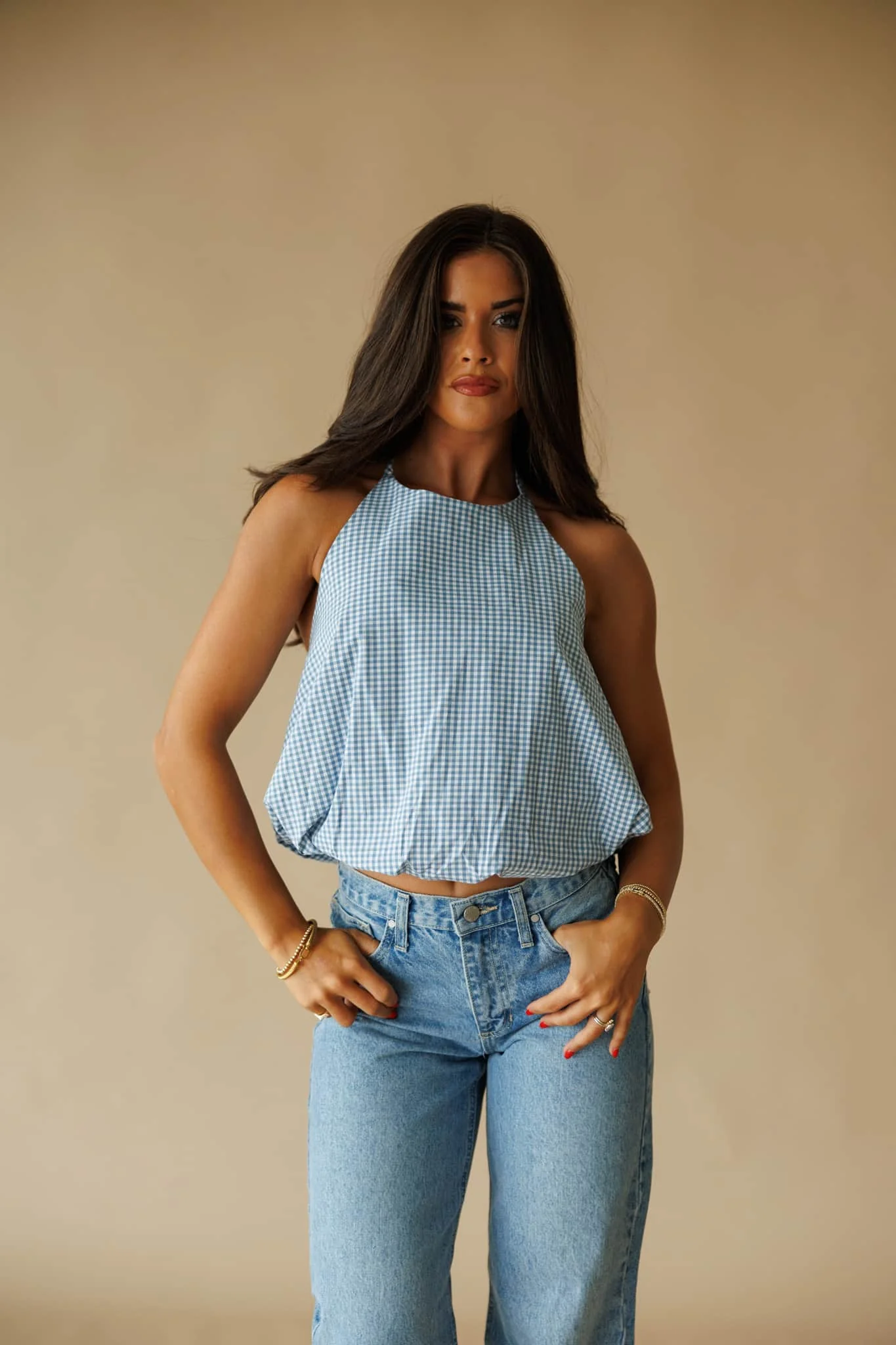 Gingham Bubble Halter Top - Image 5