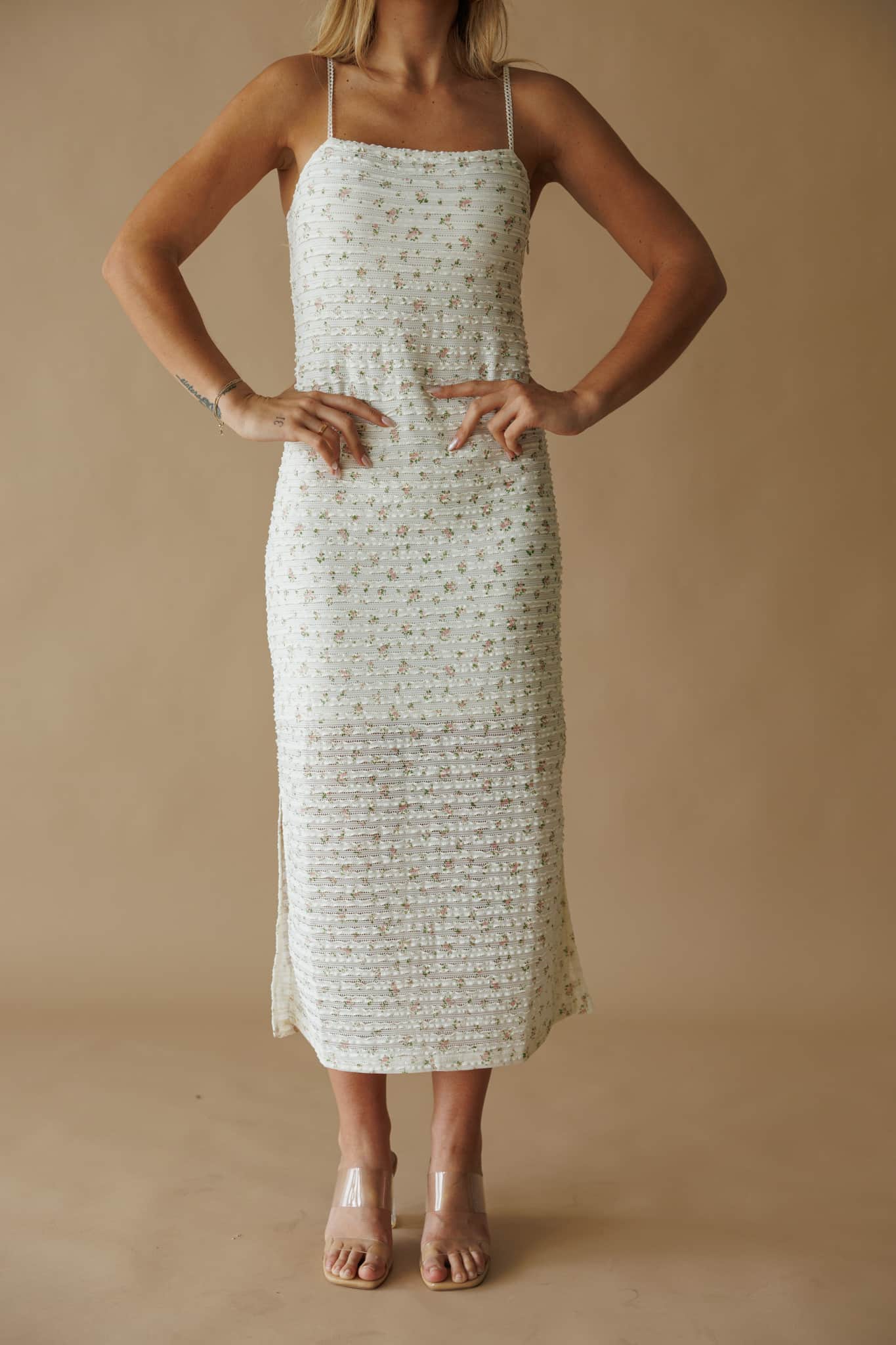 Haizel Floral Print Lace Midi Dress - Image 3