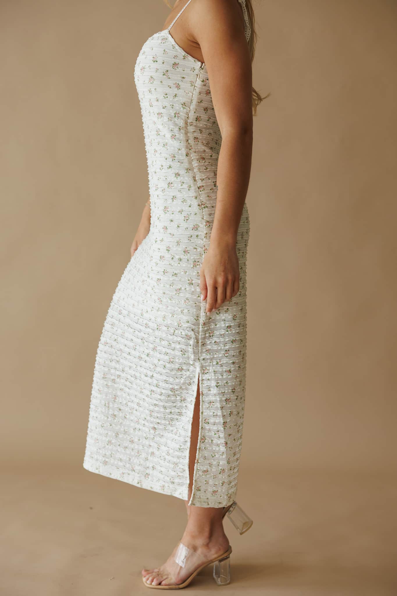 Haizel Floral Print Lace Midi Dress - Image 4