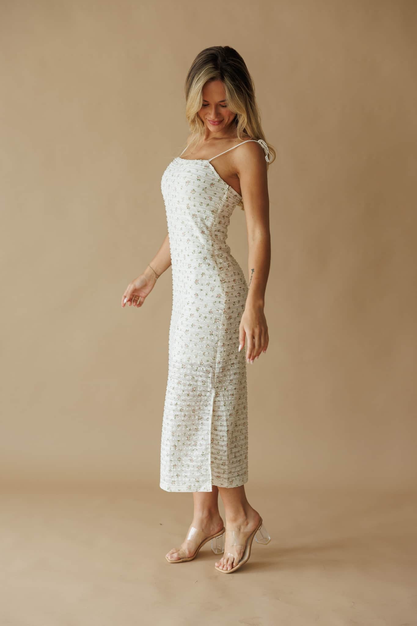 Haizel Floral Print Lace Midi Dress - Image 5