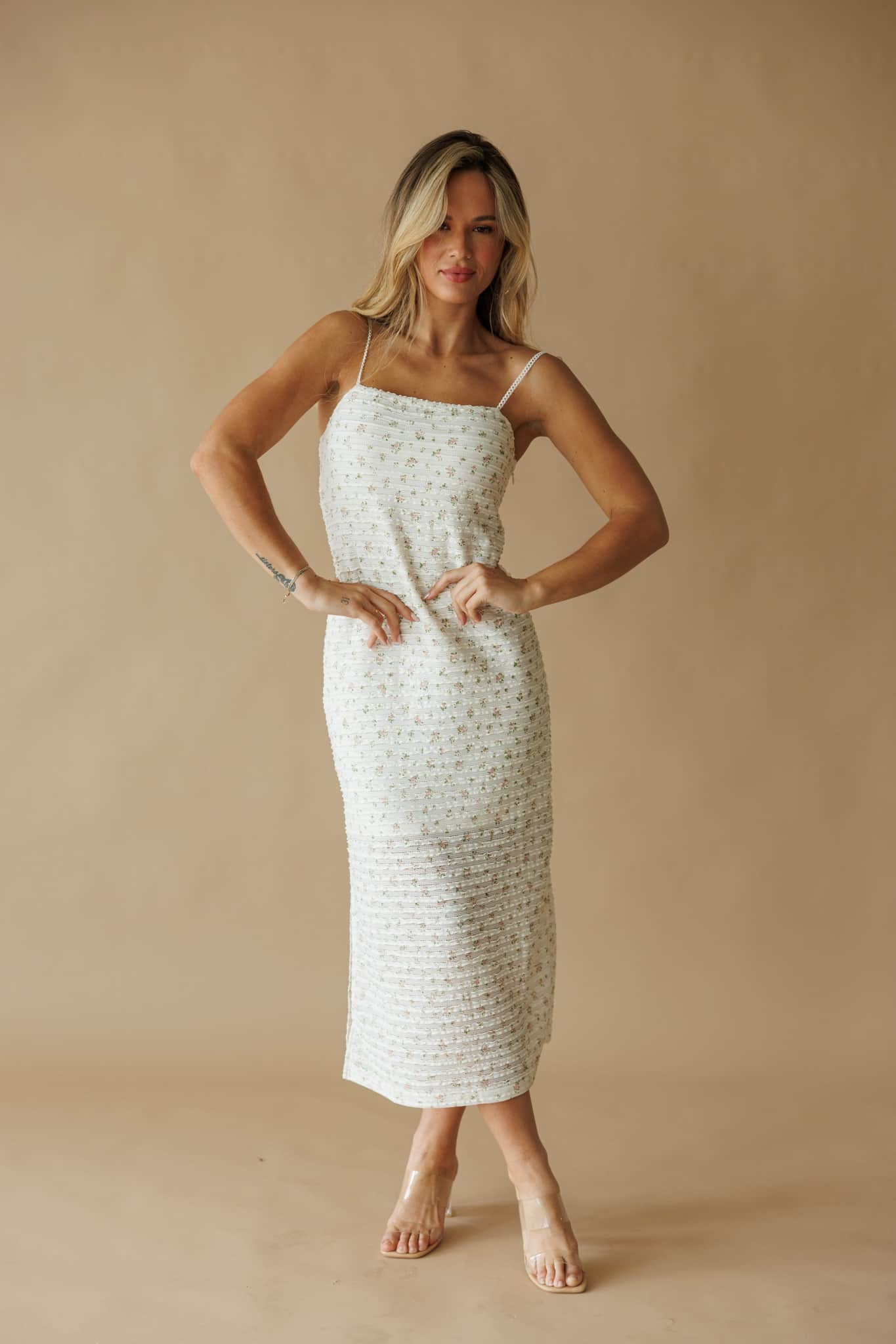 Haizel Floral Print Lace Midi Dress - Image 6