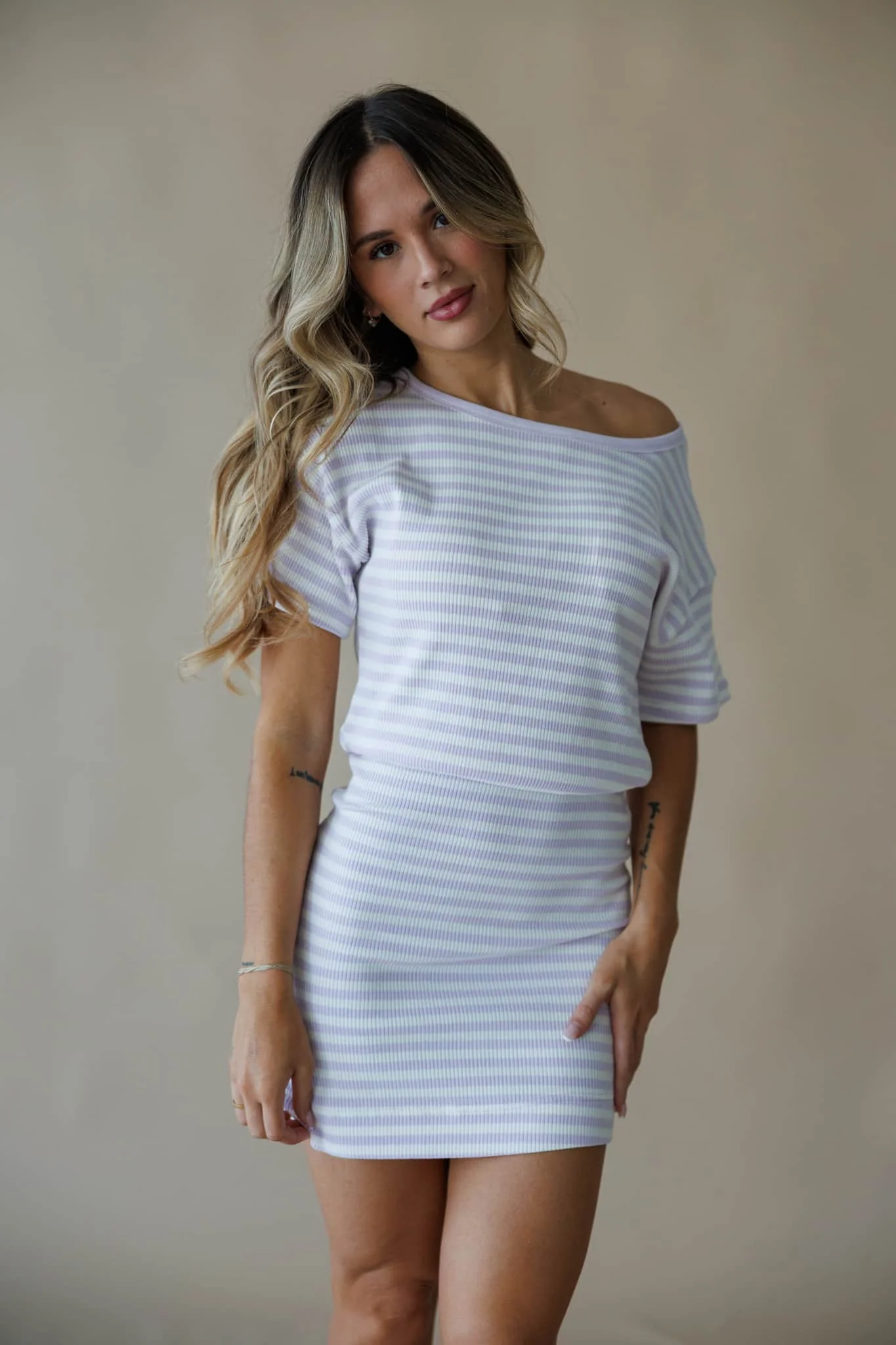 Lila Striped Mini Dress - Image 6
