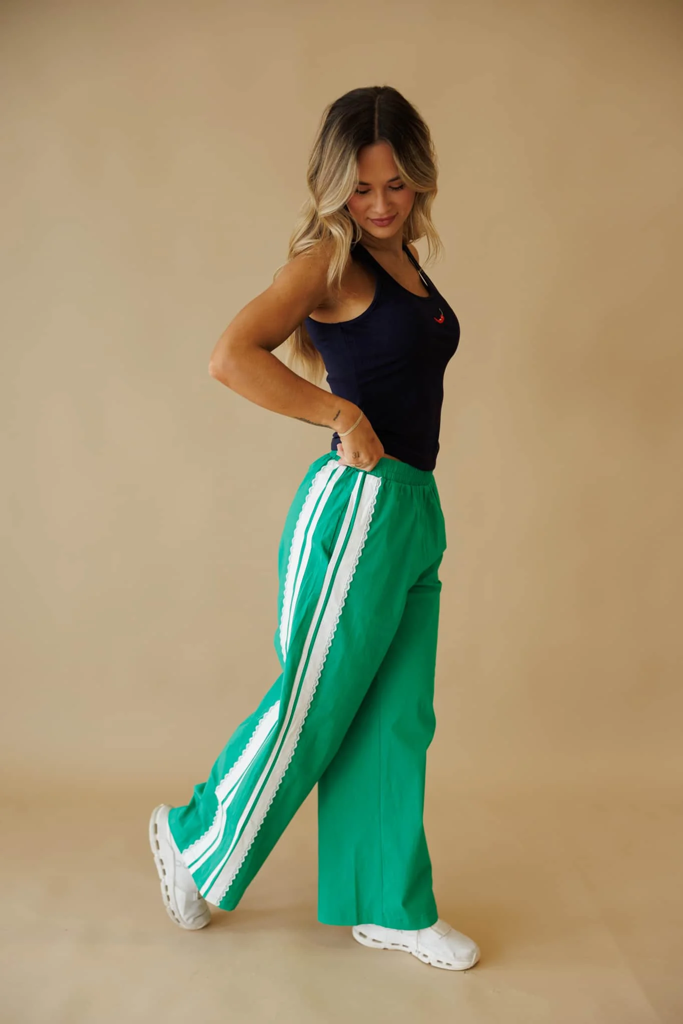 Lace Side Stripe Track Pants