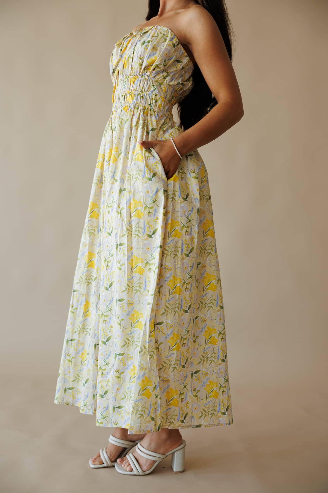 Lemon Blossom Tube Cotton Dress - Image 3