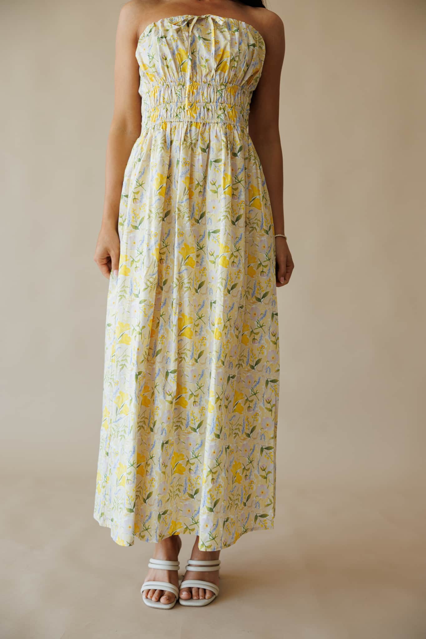 Lemon Blossom Tube Cotton Dress - Image 4