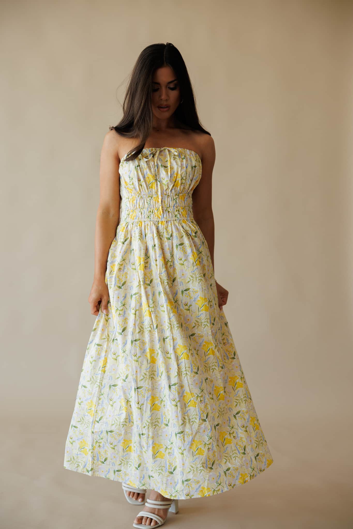 Lemon Blossom Tube Cotton Dress - Image 5