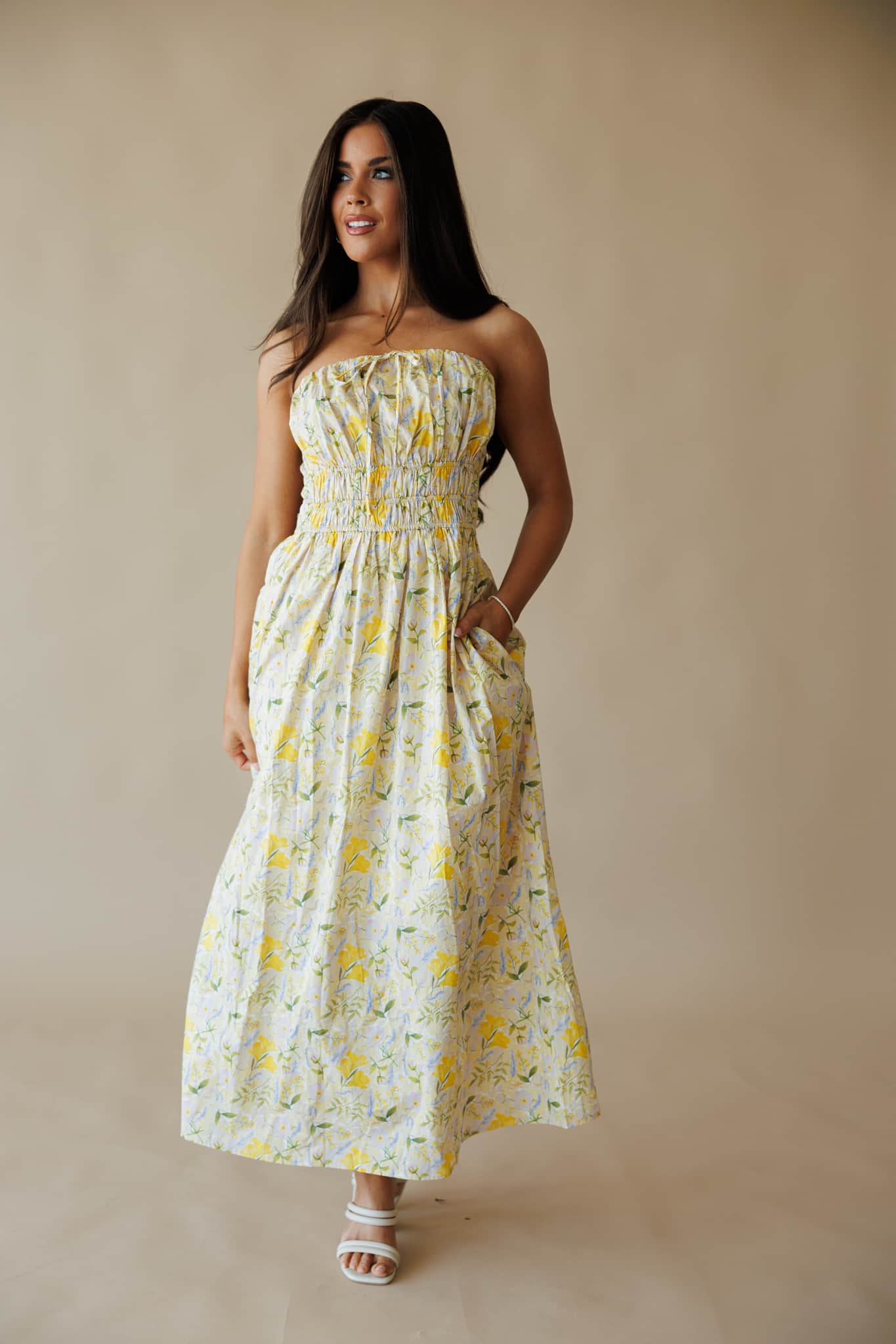 Lemon Blossom Tube Cotton Dress - Image 6