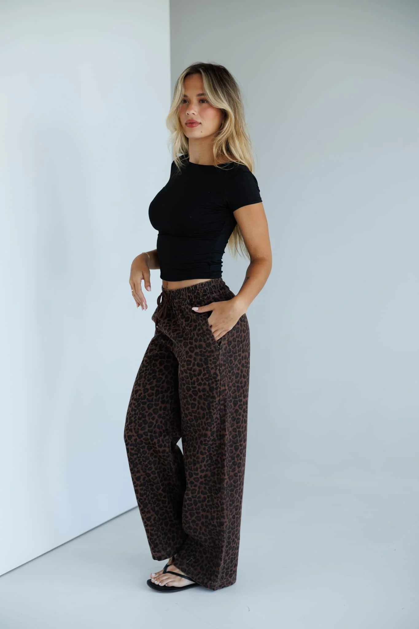Leopard Print Denim Track Pants - Image 4