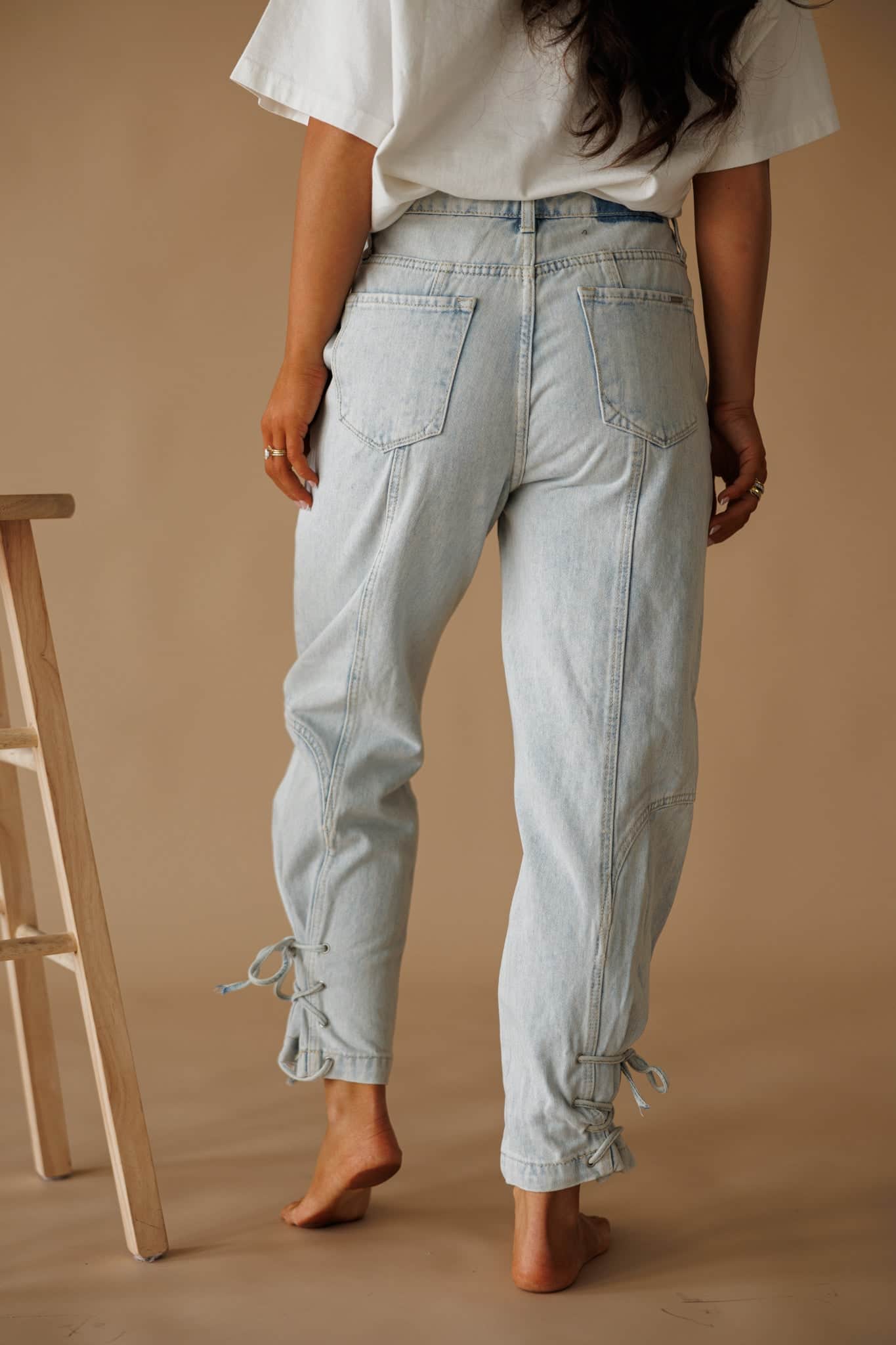 Light Wash Lace Up Denim - Image 2