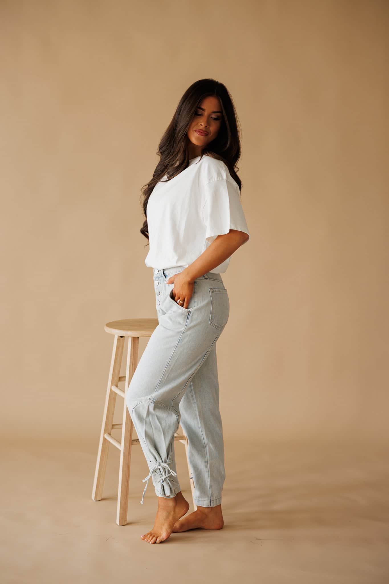 Light Wash Lace Up Denim - Image 3