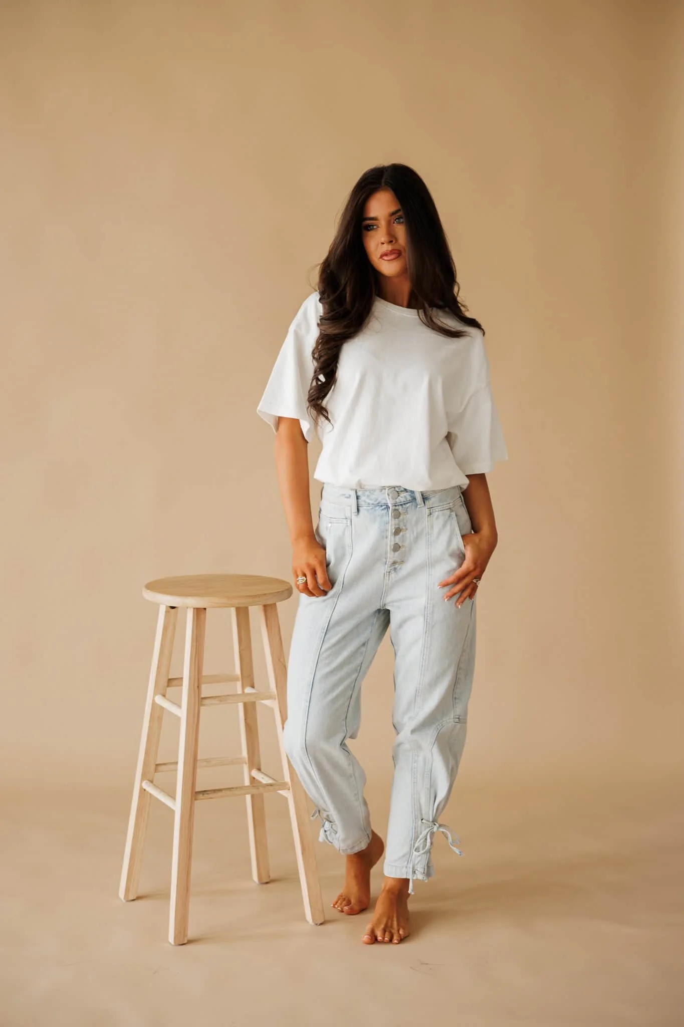 Light Wash Lace Up Denim - Image 7