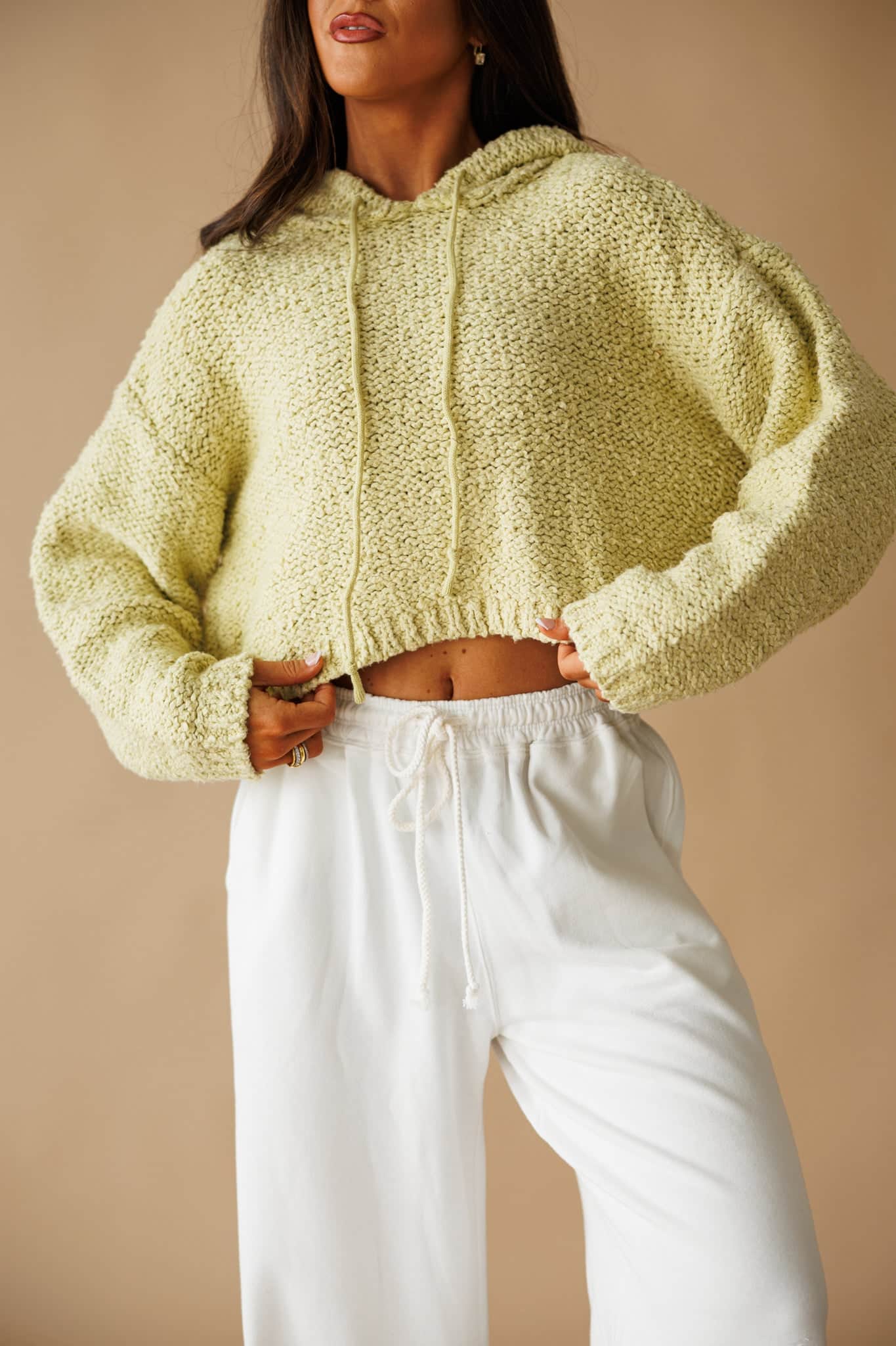 Lime Knit Pullover Hoodie - Image 4