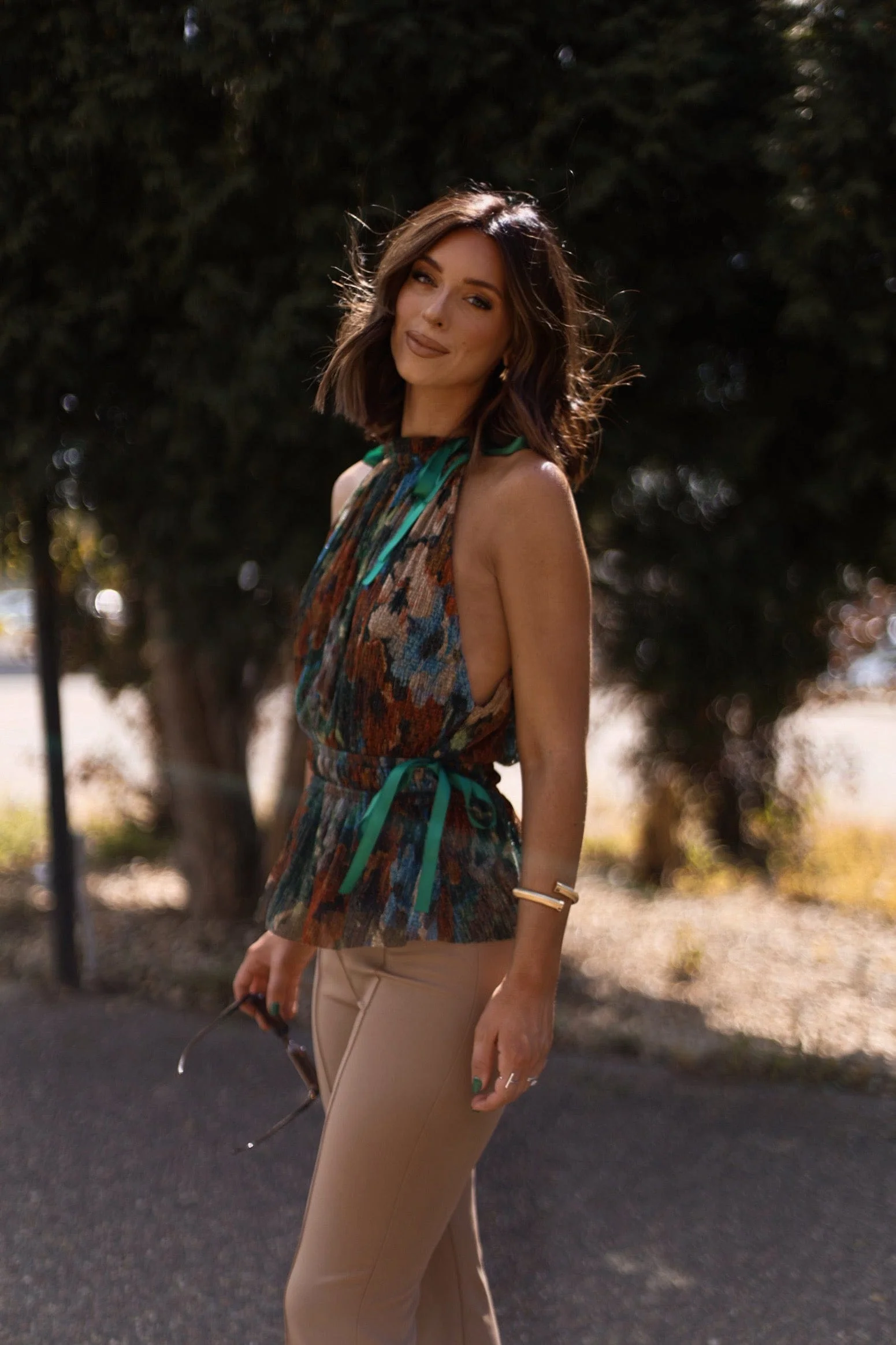 Metallic Floral Ruffle Tank - Image 5