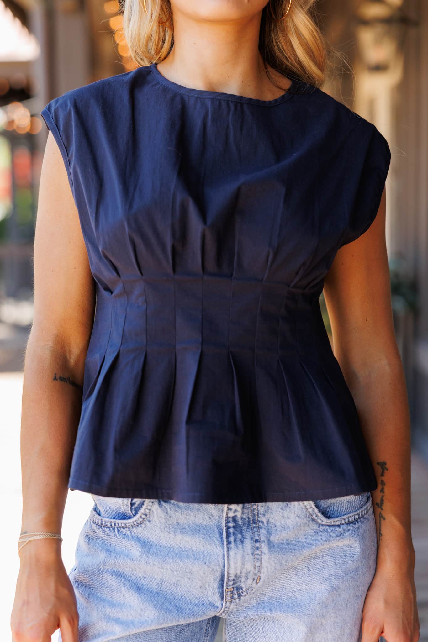 Navy Pleated Top - Image 4