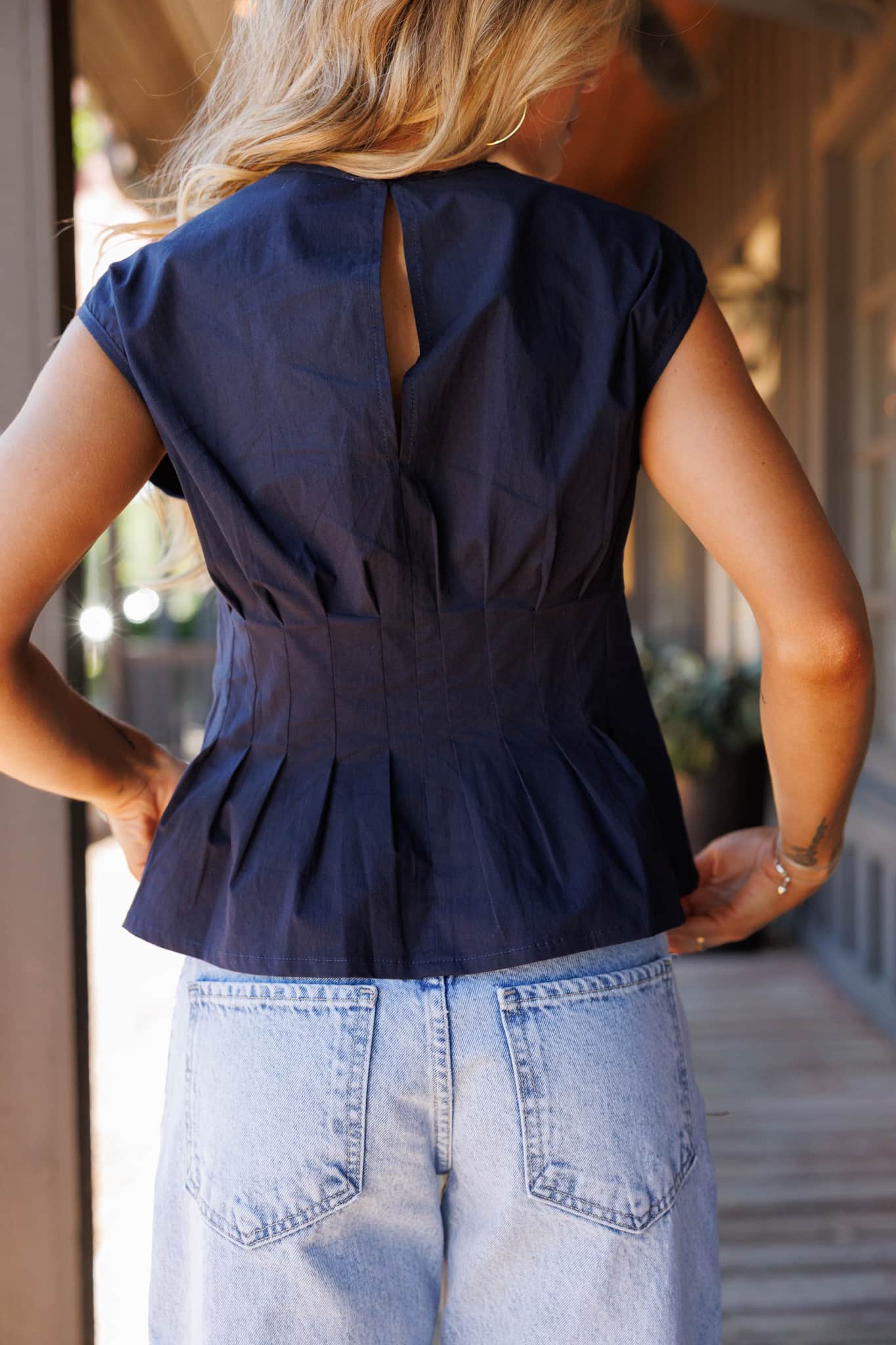 Navy Pleated Top - Image 5
