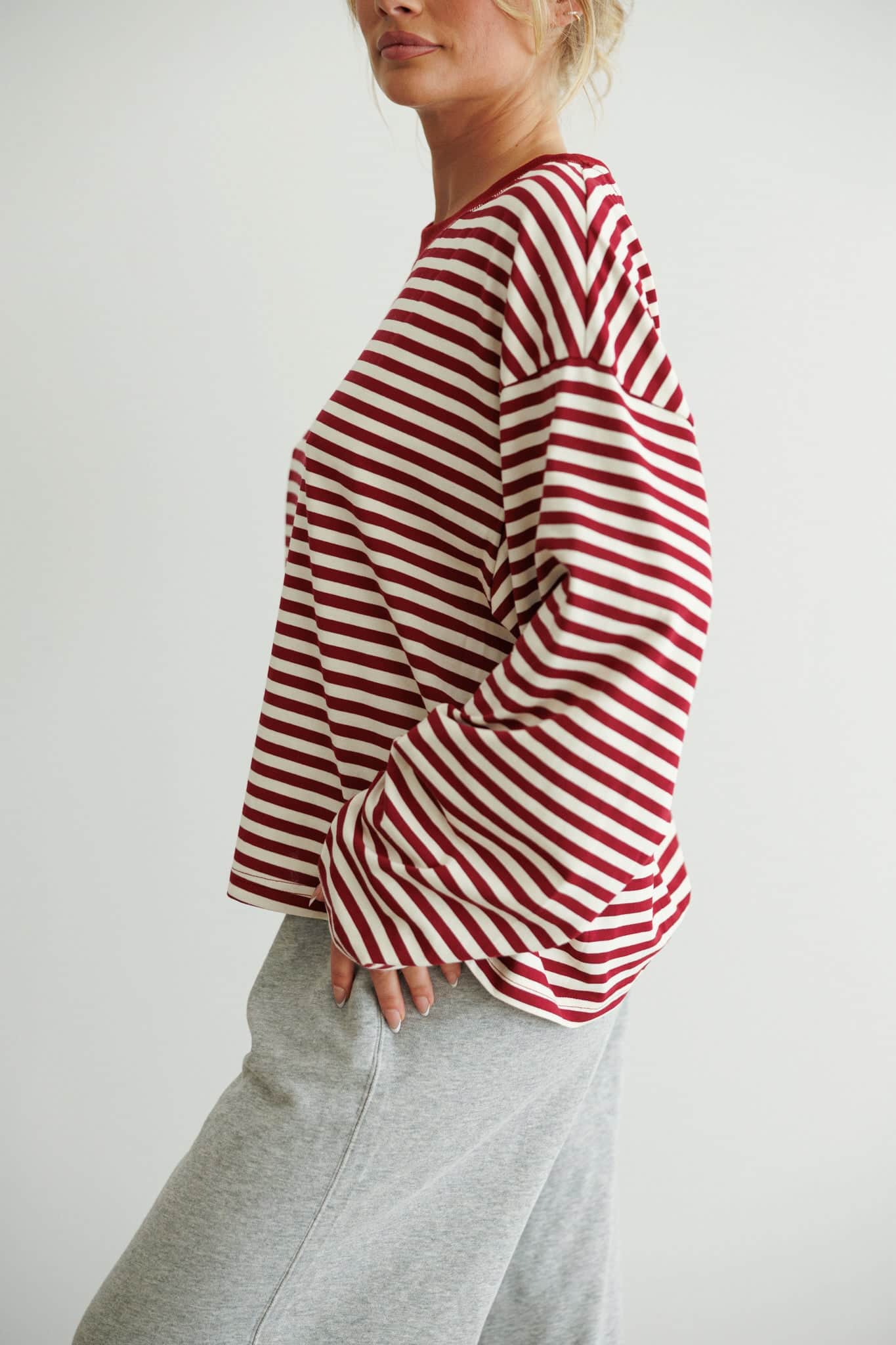 Oversized Striped Basic Tee - Image 10
