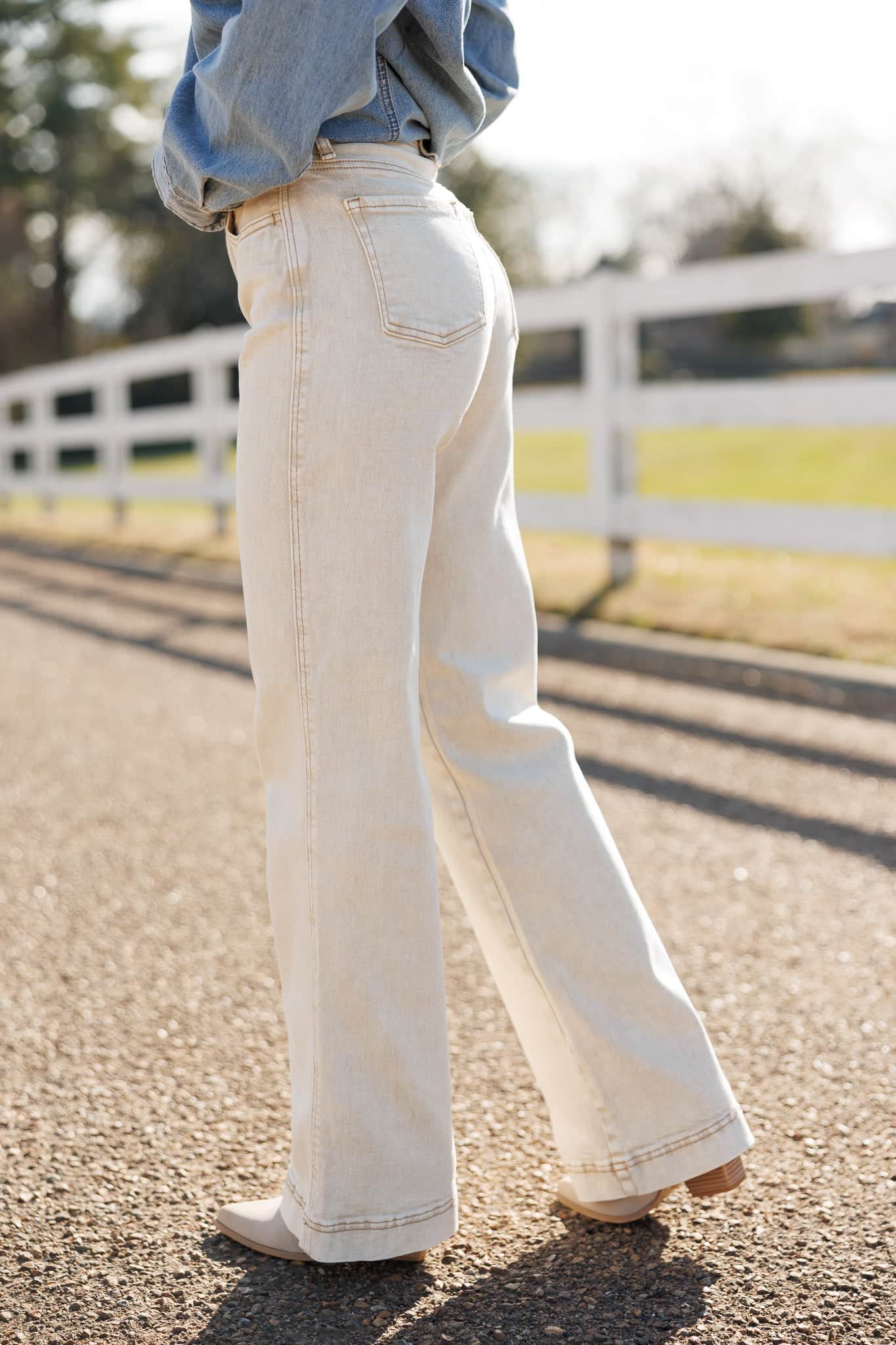 Neutral High Rise Stretch Straight Pants - Image 10