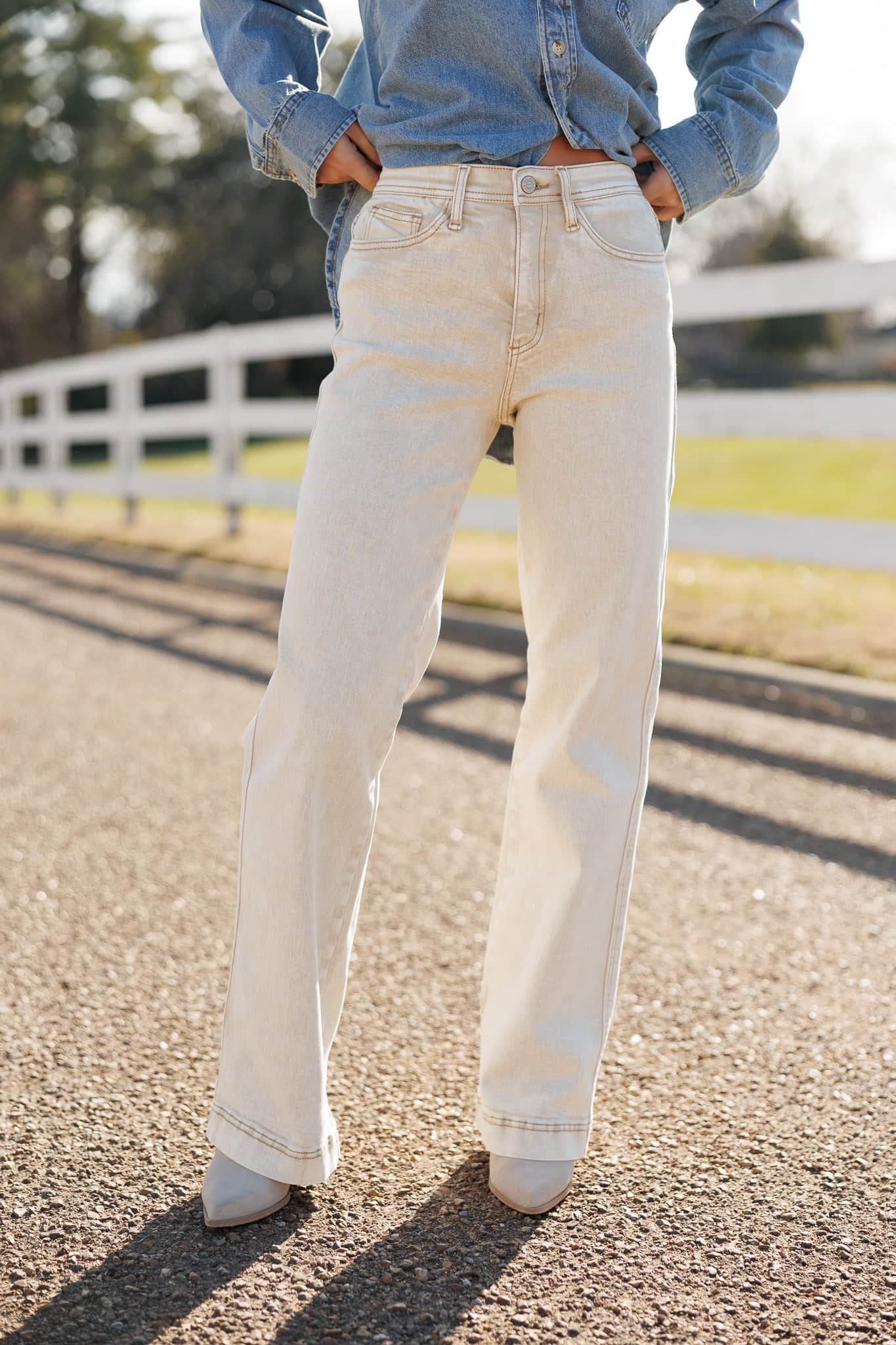 Neutral High Rise Stretch Straight Pants - Image 6