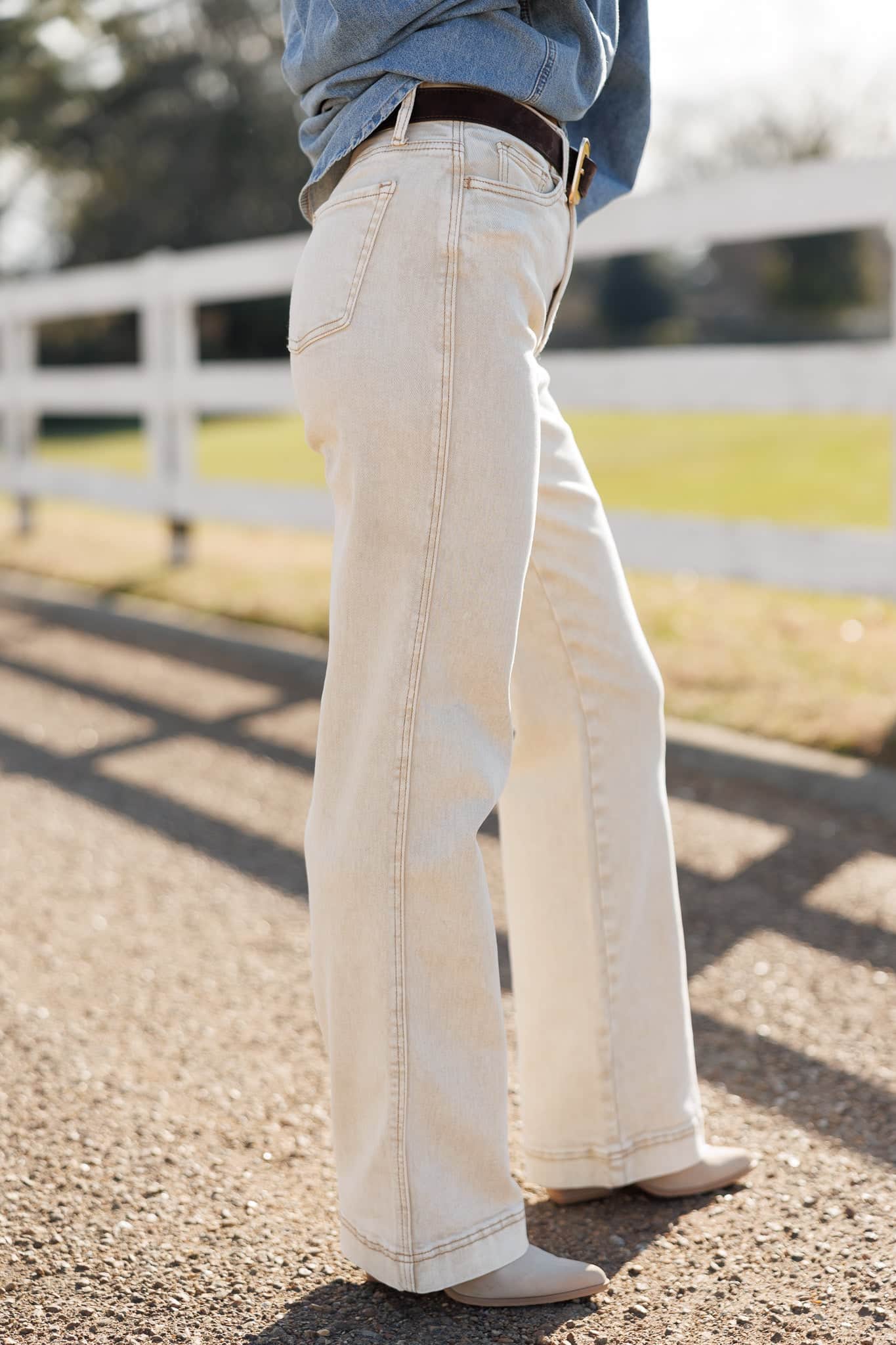 Neutral High Rise Stretch Straight Pants - Image 8