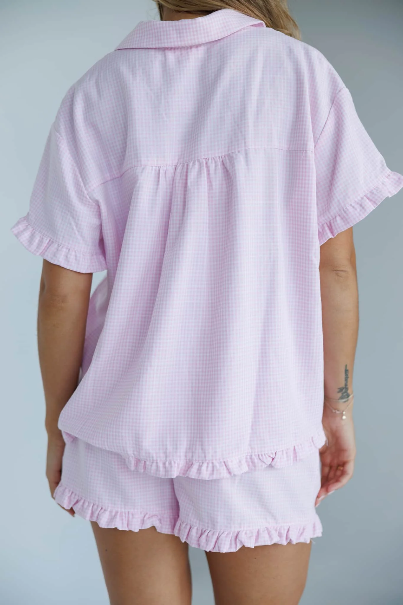 Pink Gingham Pajama Top - Image 3