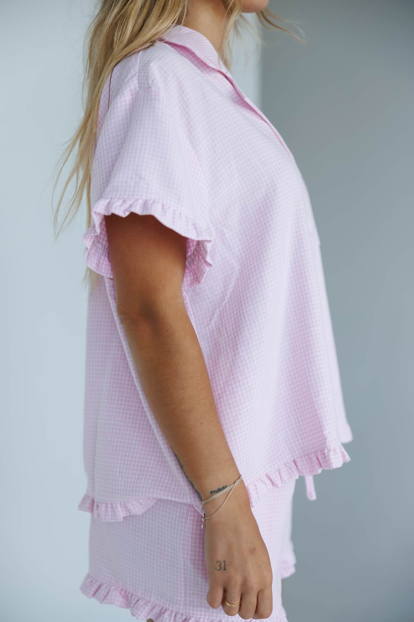 Pink Gingham Pajama Top - Image 4