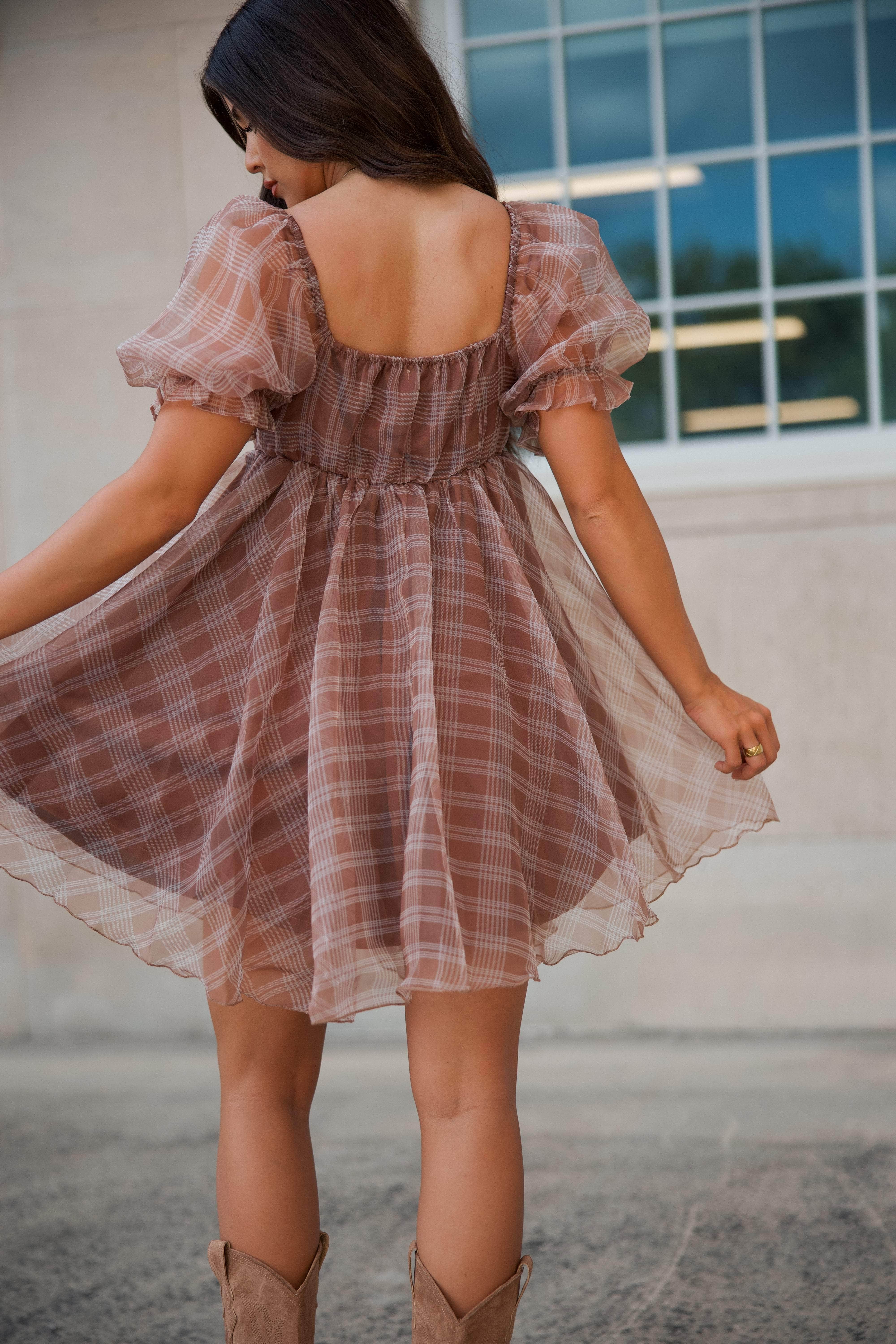 Plaid Babydoll Tulle Dress - Image 2