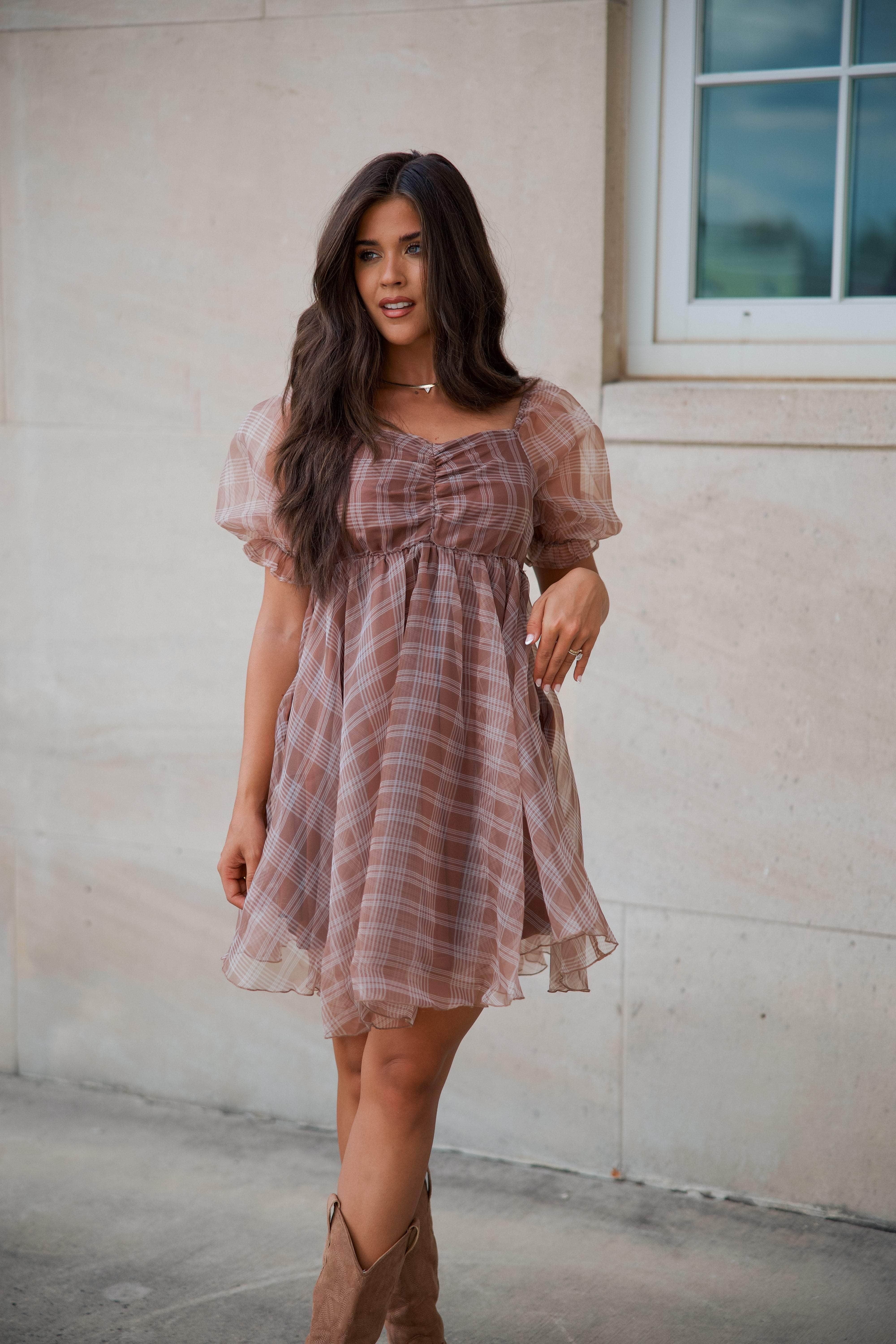 Plaid Babydoll Tulle Dress - Image 4