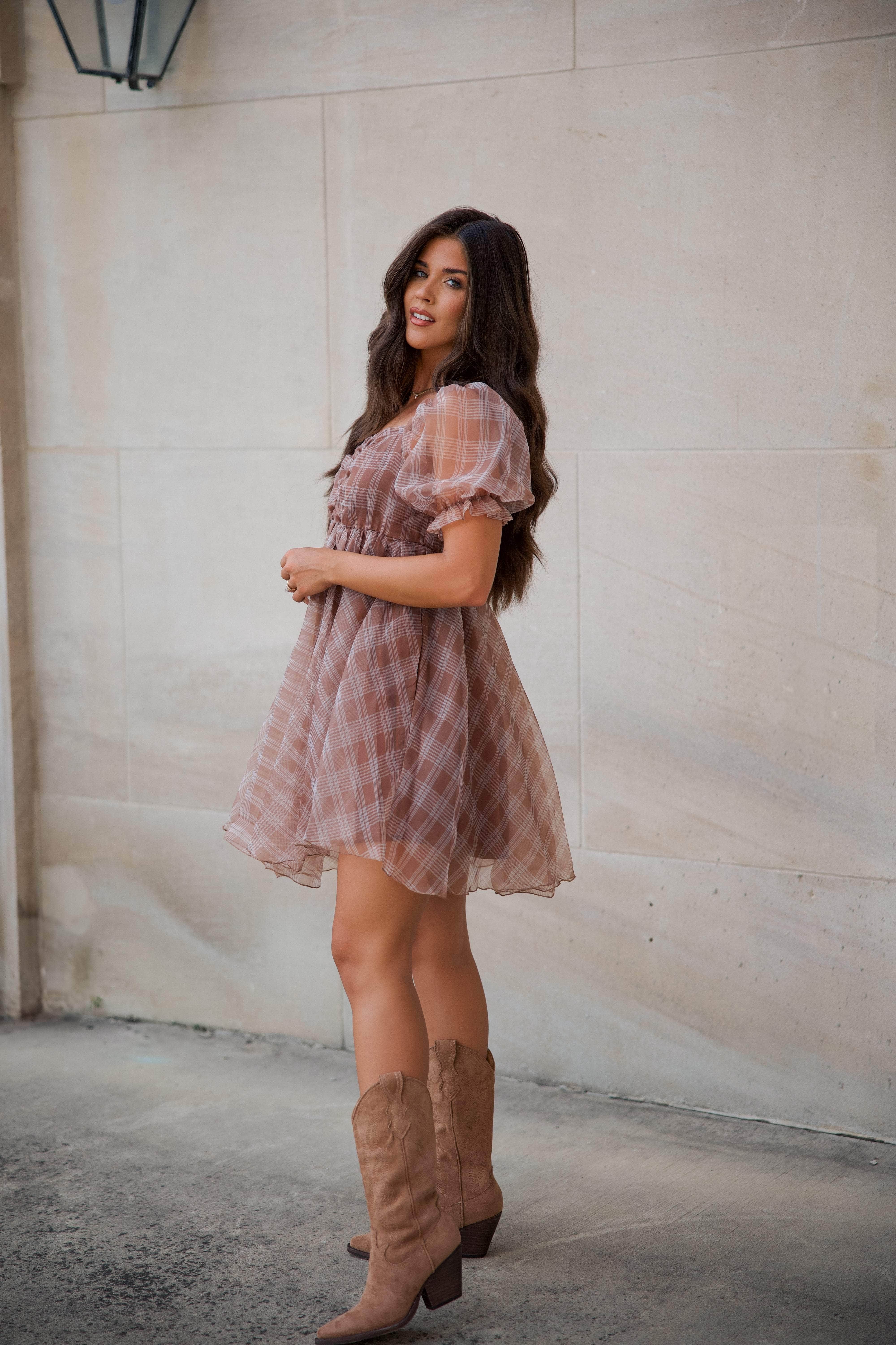 Plaid Babydoll Tulle Dress - Image 5