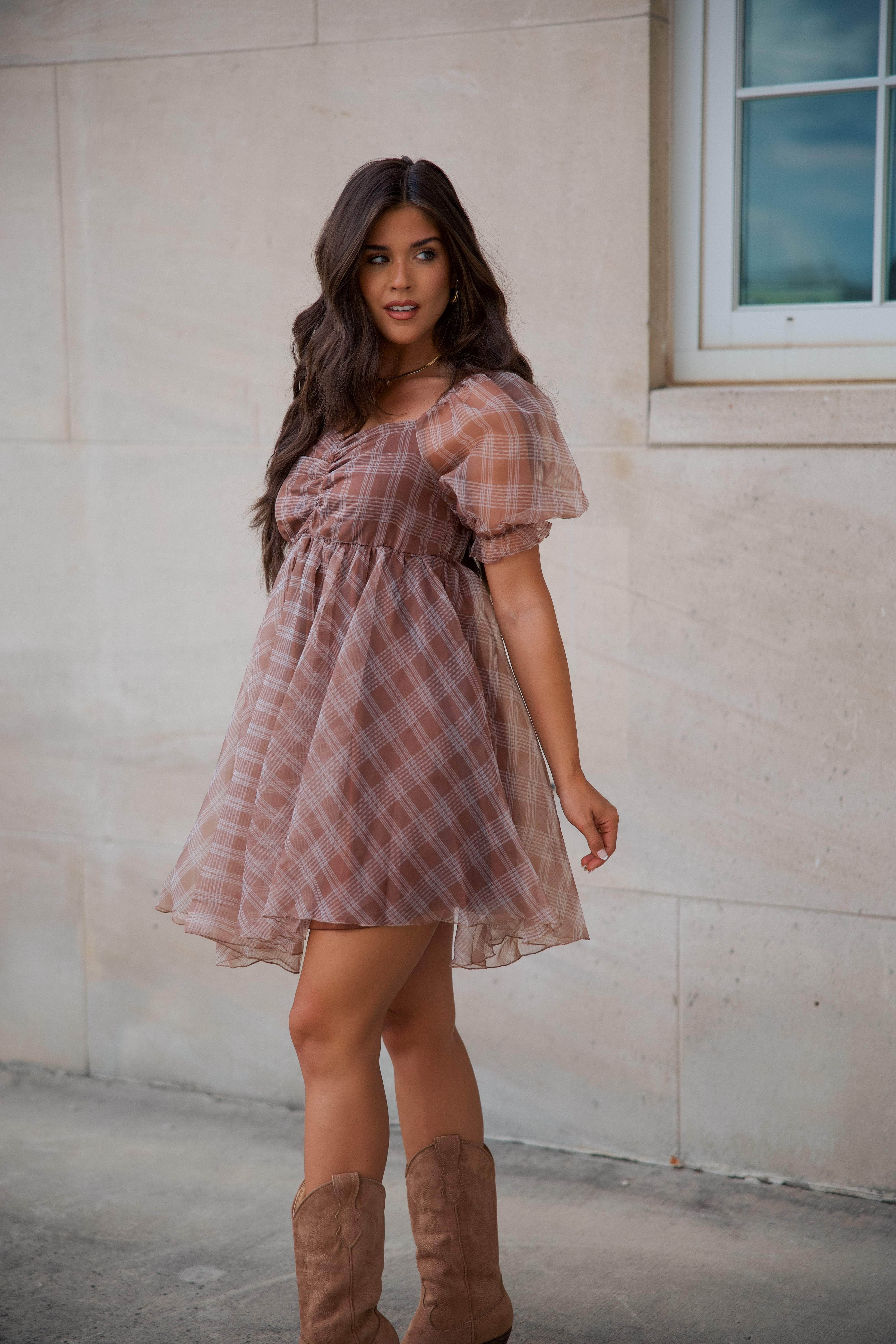 Plaid Babydoll Tulle Dress - Image 6