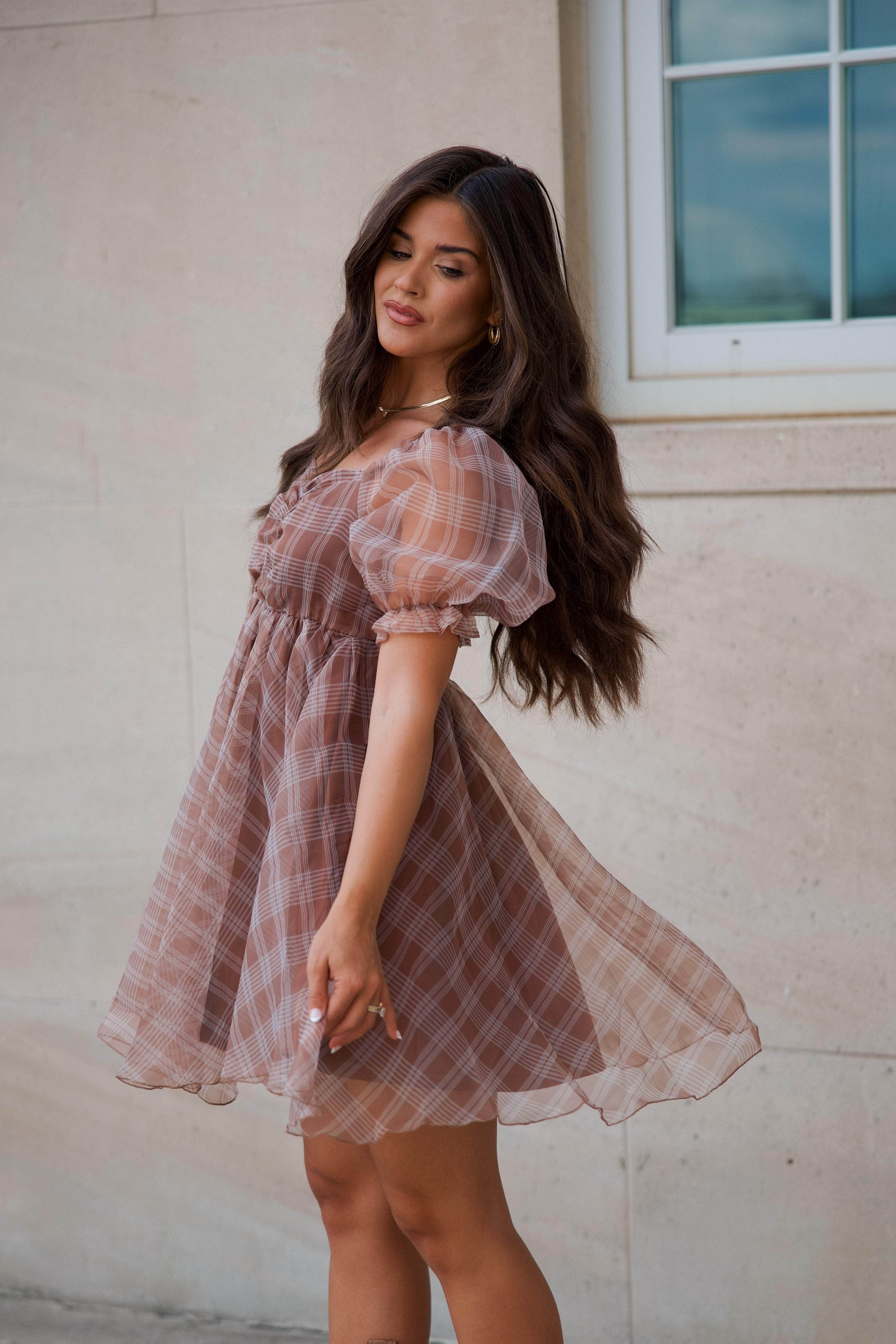 Plaid Babydoll Tulle Dress - Image 7
