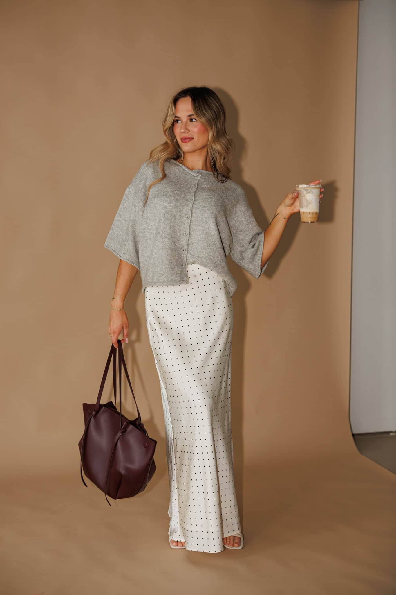 Polka Dot Satin Skirt - Image 2
