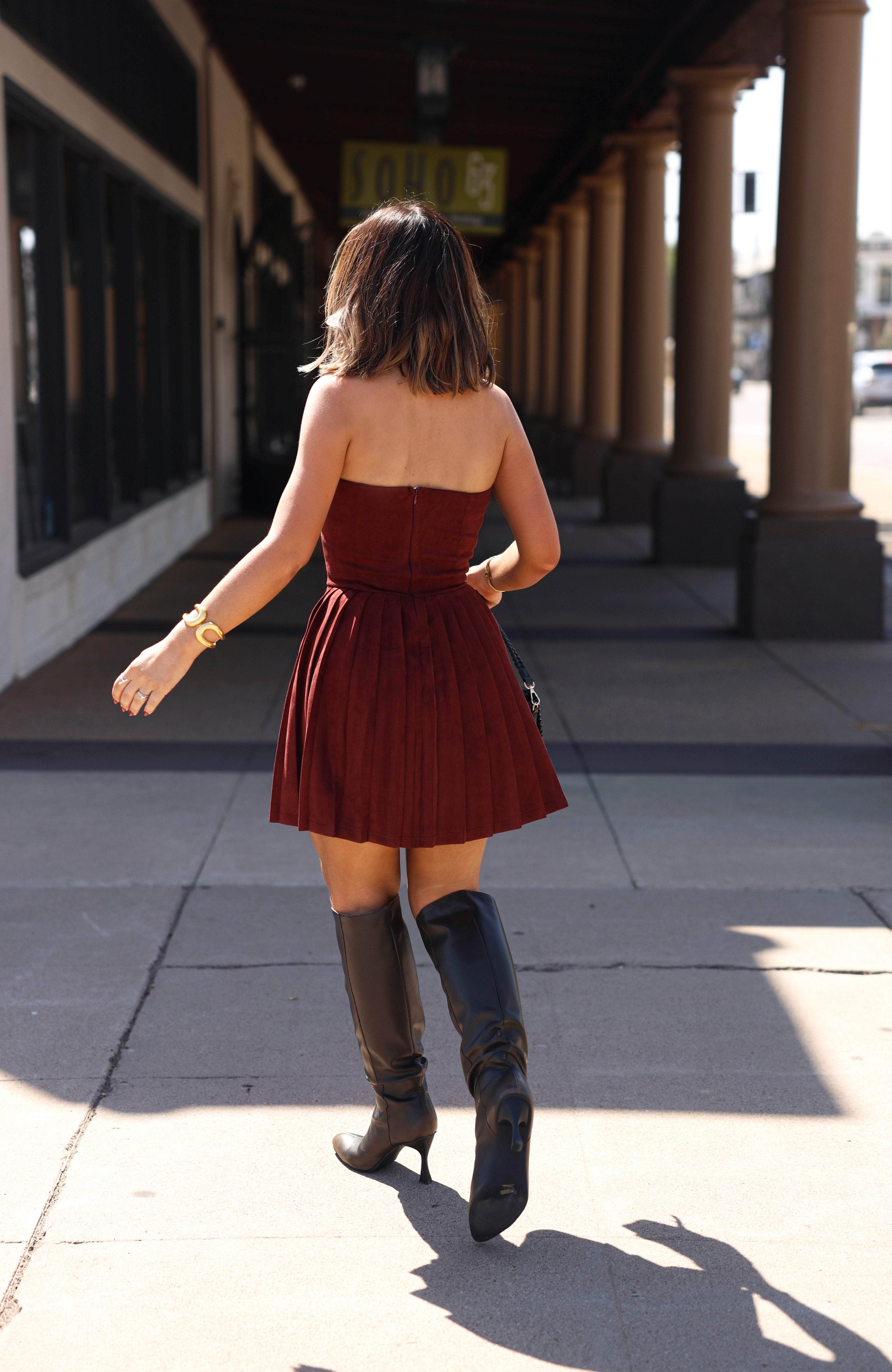 Mulled Wine Suede Mini Dress - Image 2