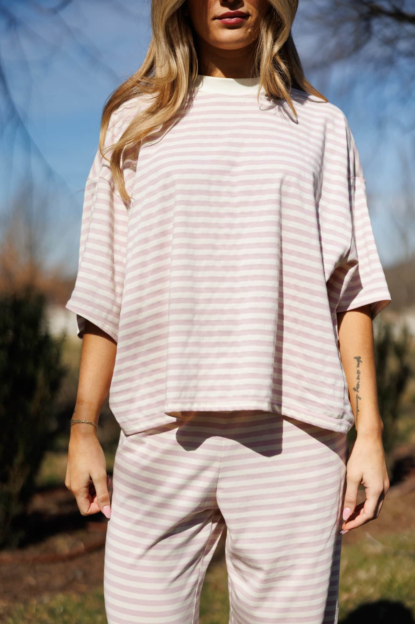 Porchlight Pink Striped Tee - Image 2