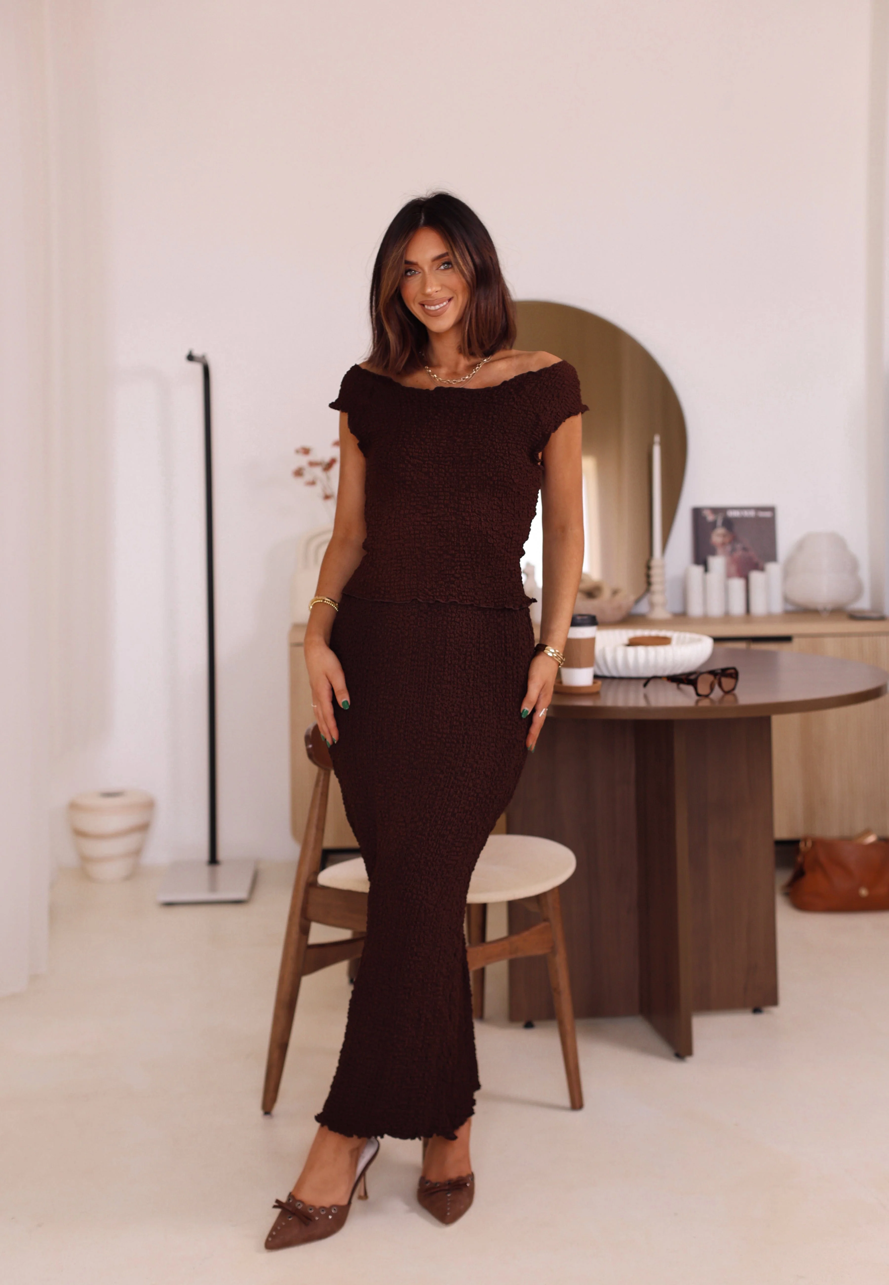 Brown Crinkle Skirt - Image 3