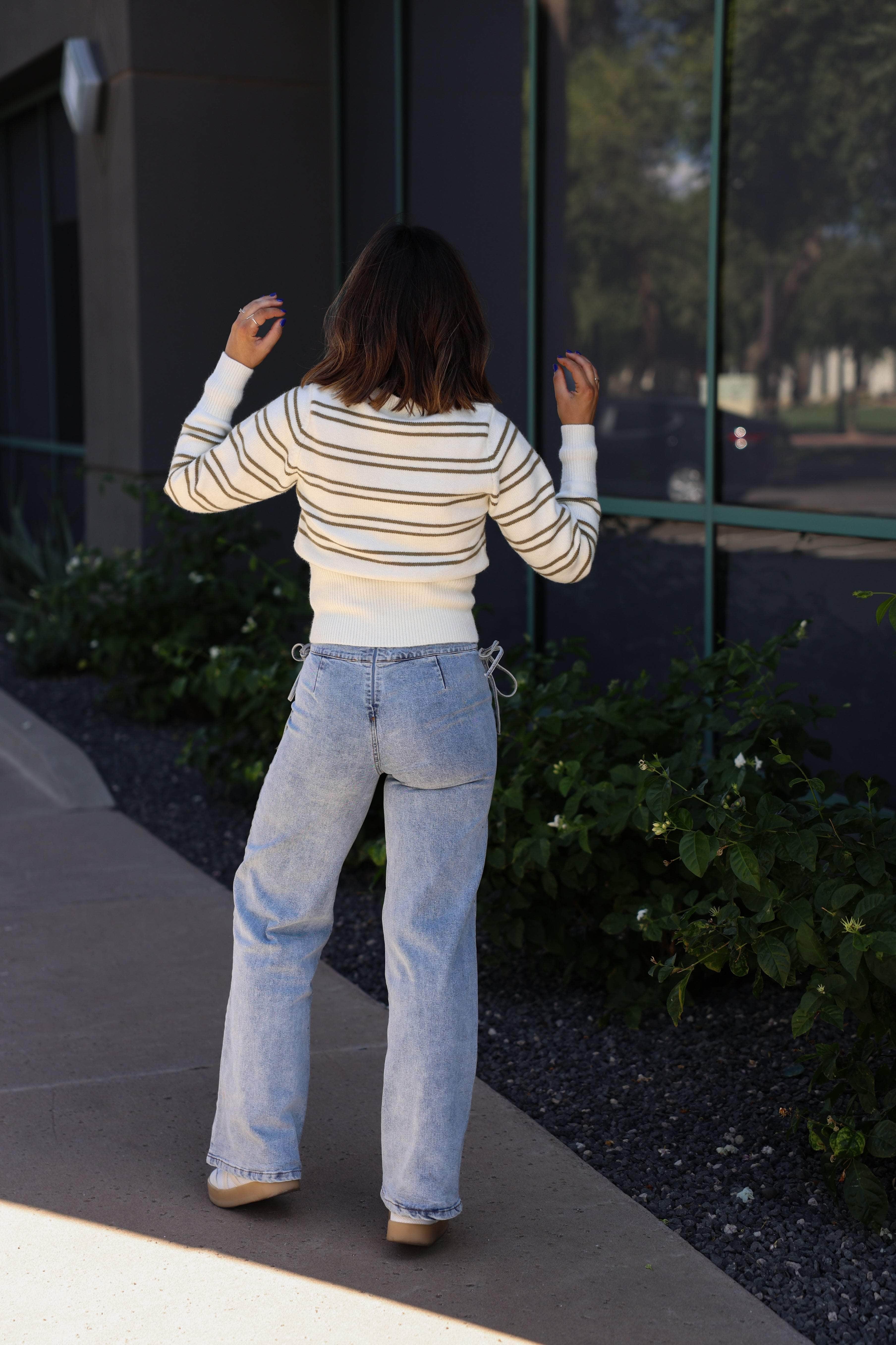 Ribbon Tie Wide Leg Denim - Image 2
