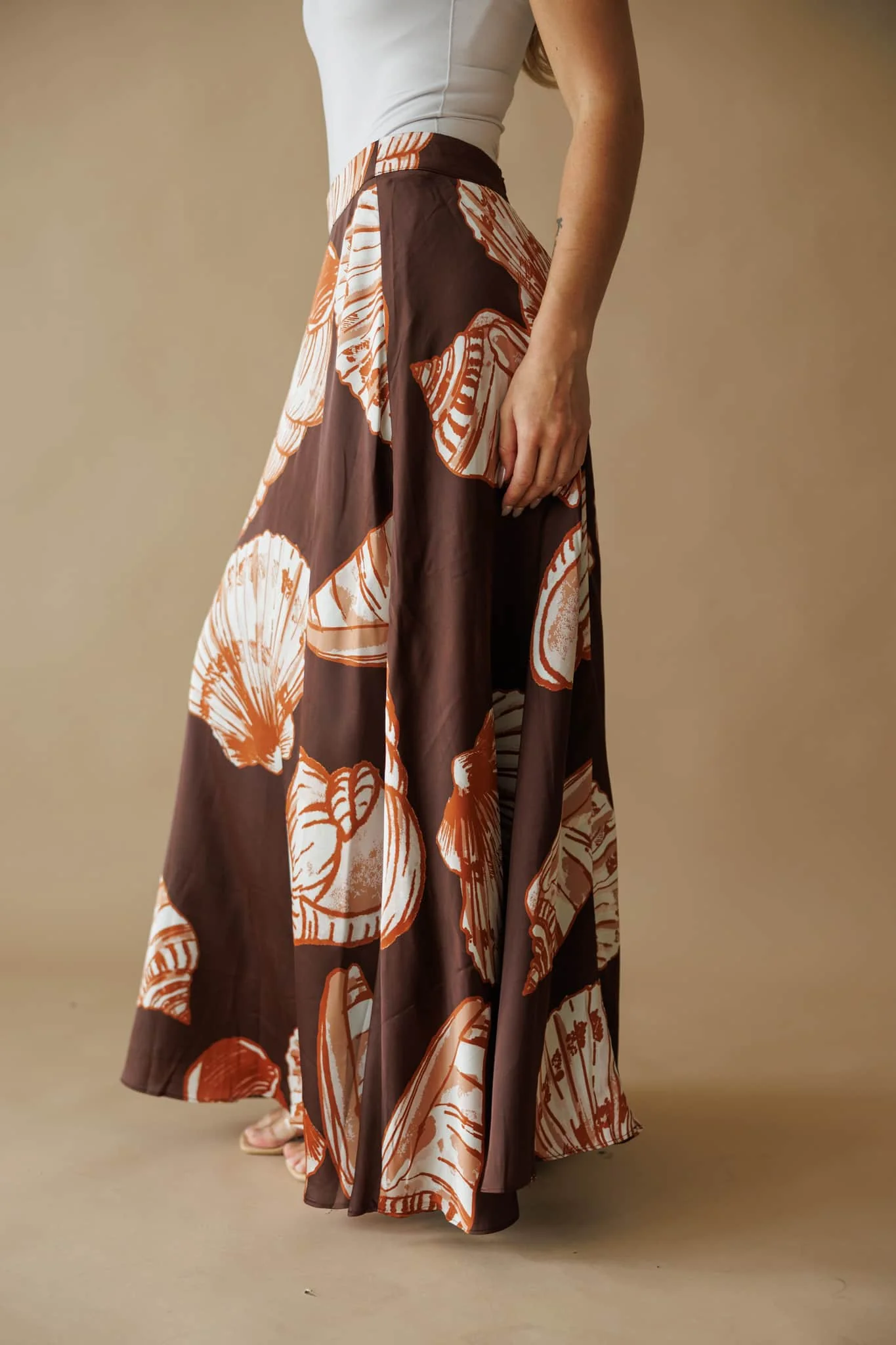 Seashell Print Satin Maxi Skirt - Image 3