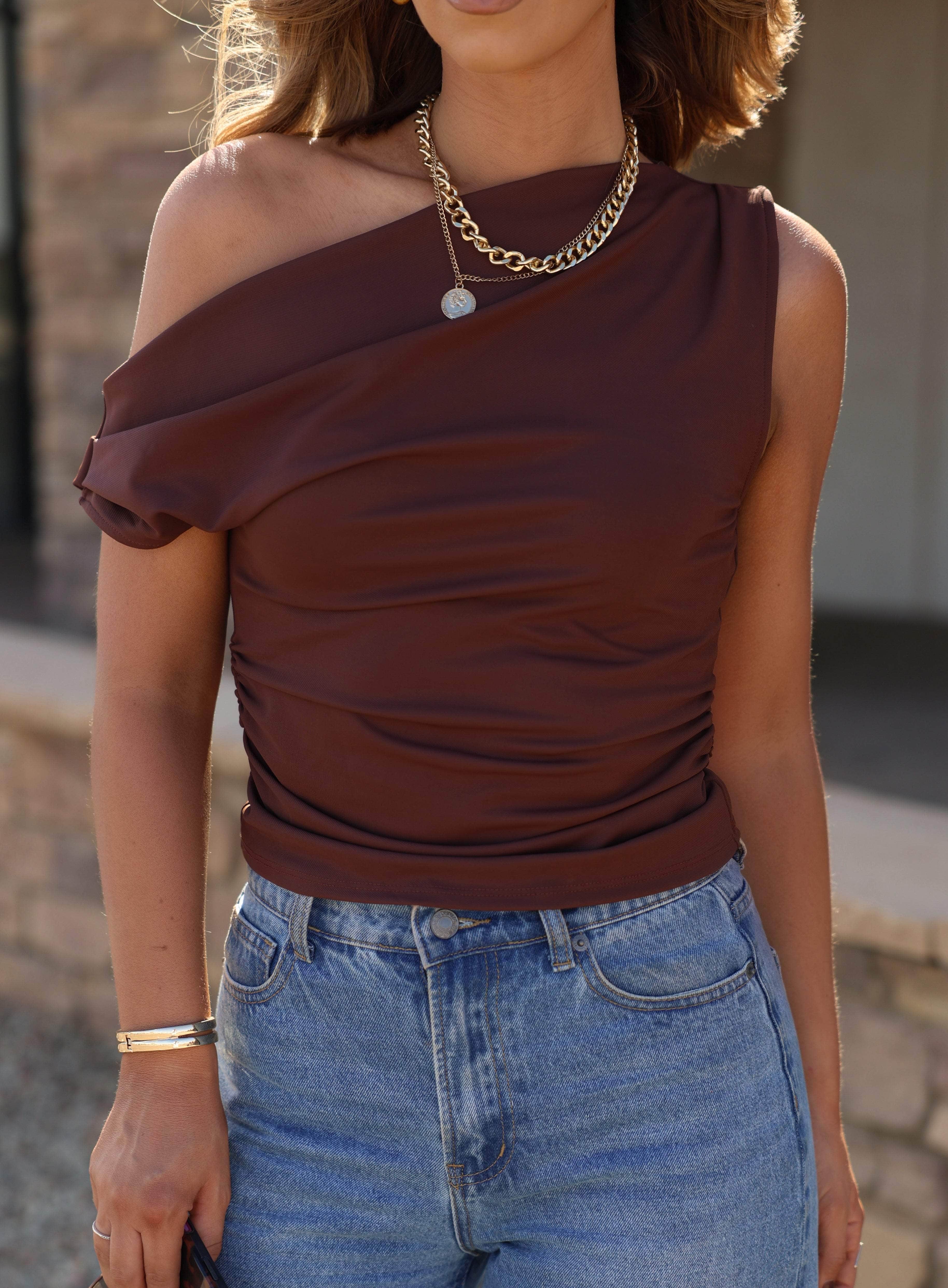 Shifted One Shoulder Top - Image 14