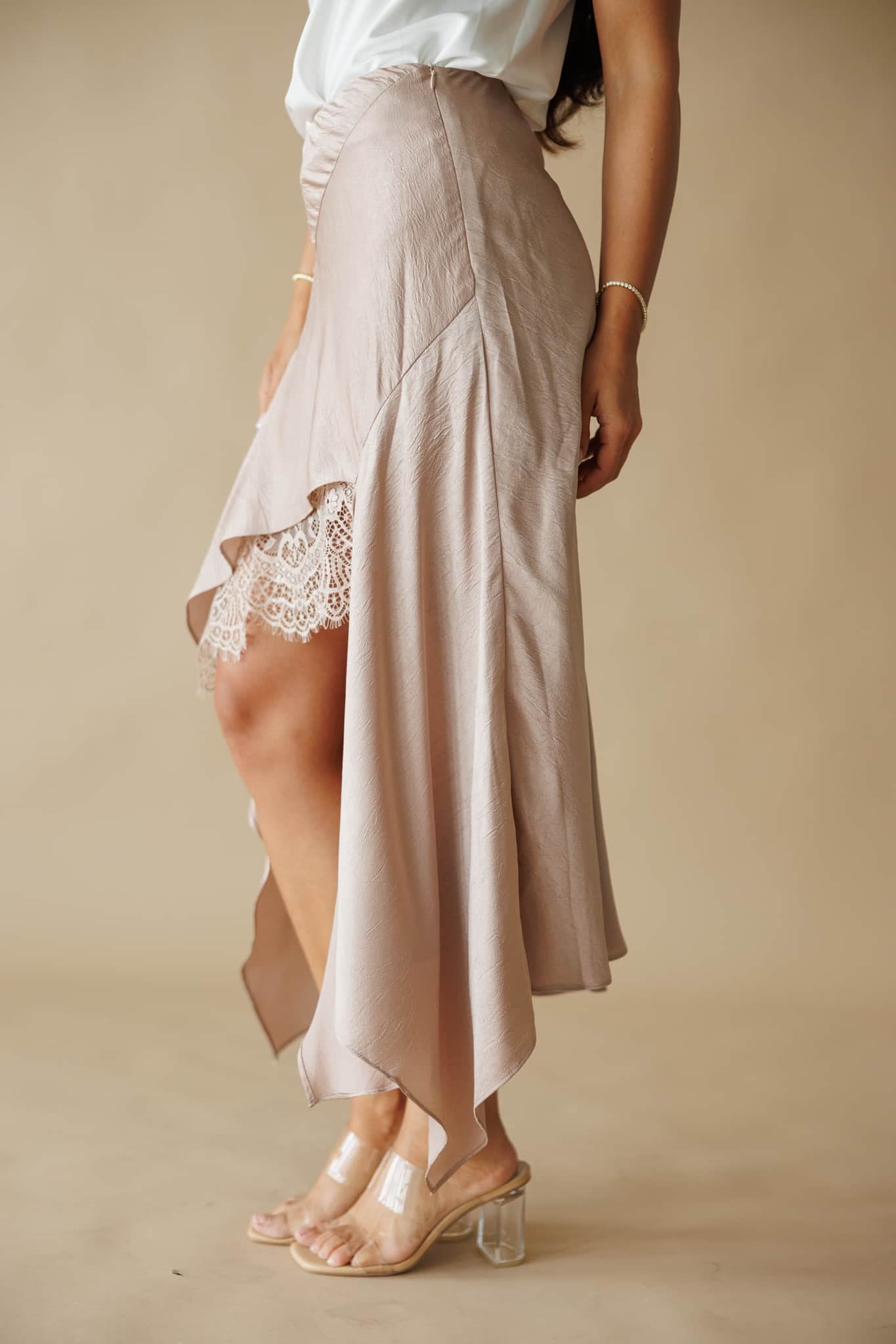 Silkshift Satin Lace Skirt - Image 3