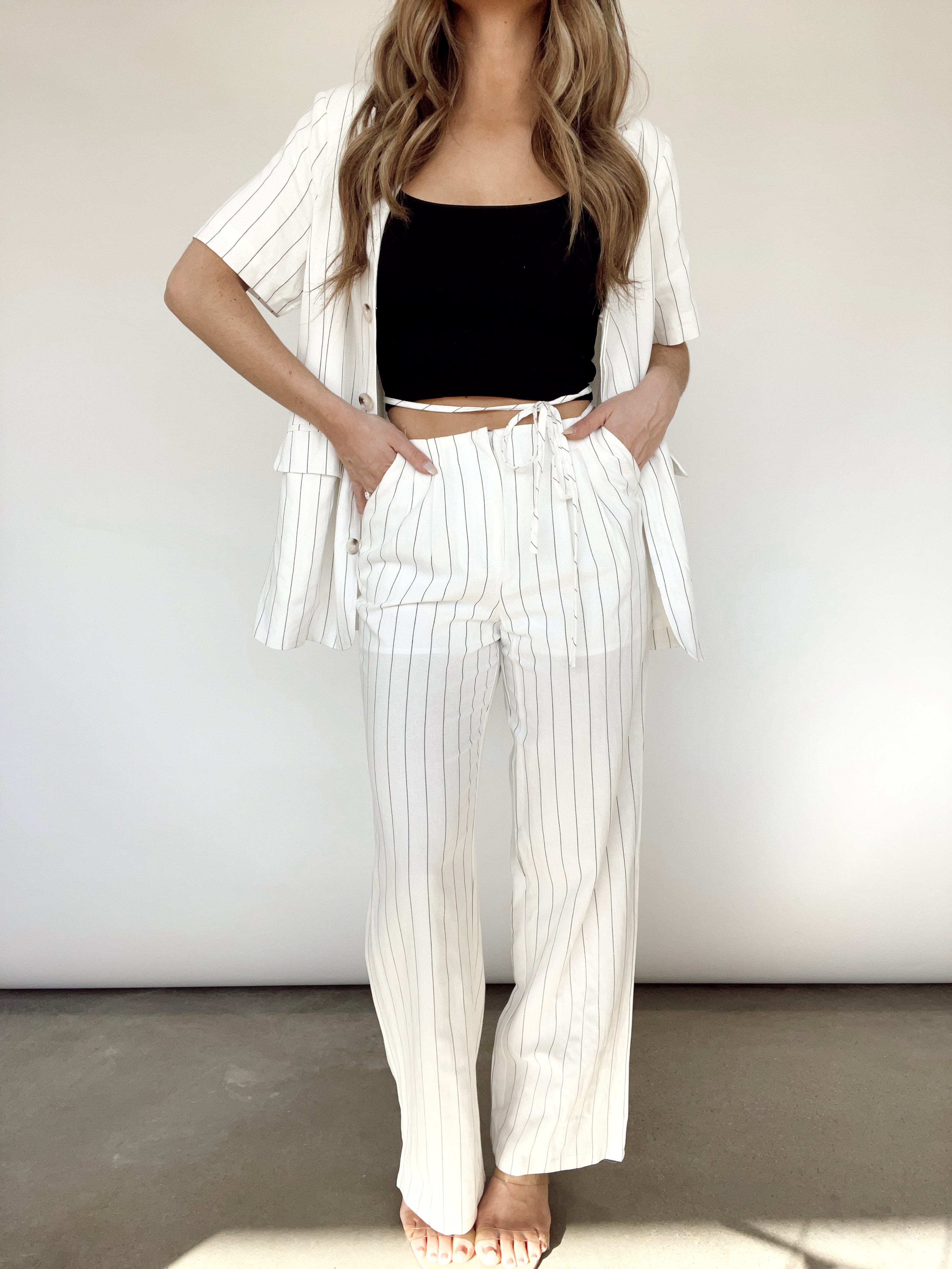 Spring Chic Striped Linen Pants - Image 3