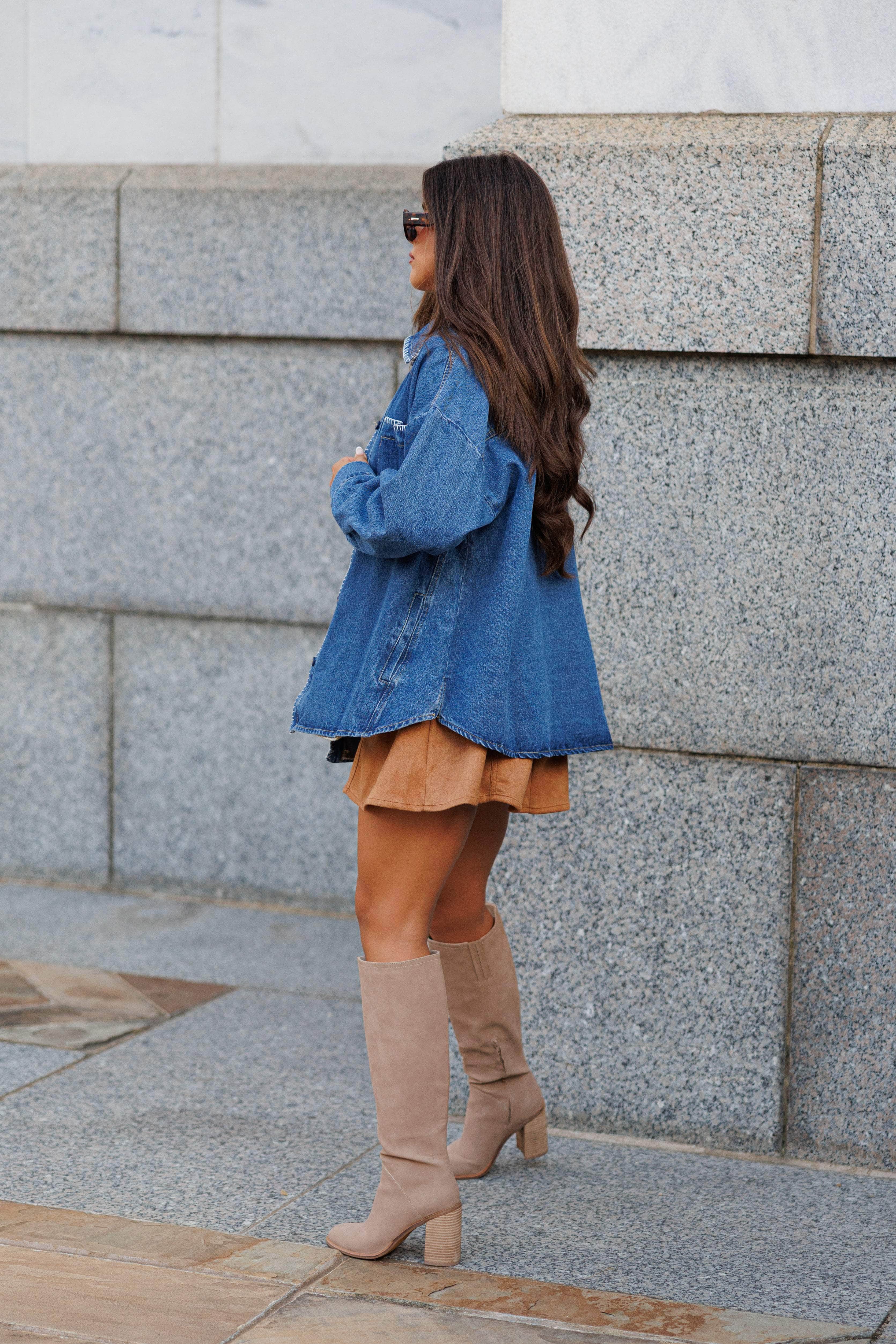 Stitch Detail Denim Shacket - Image 3